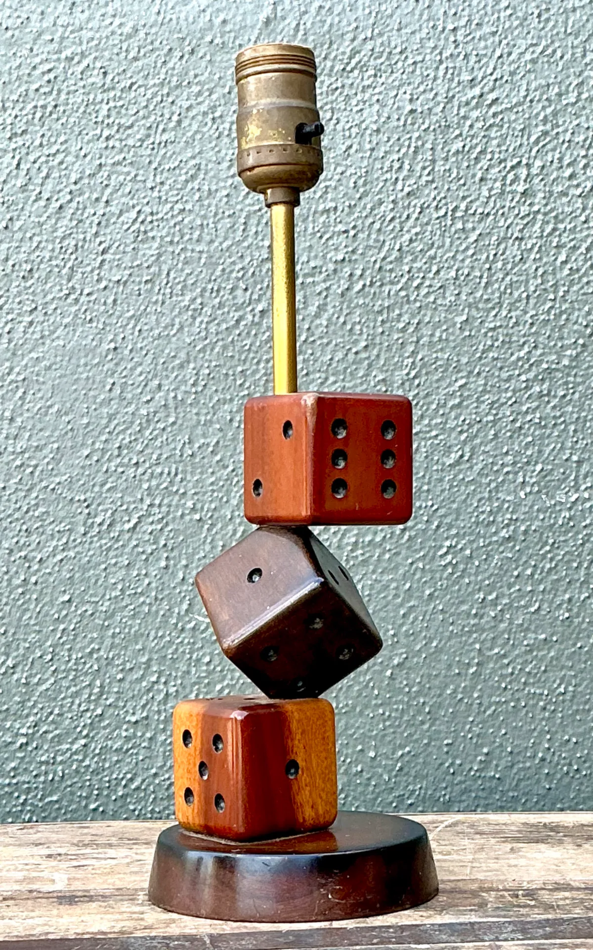 Vintage Wood Dice Desk Lamp