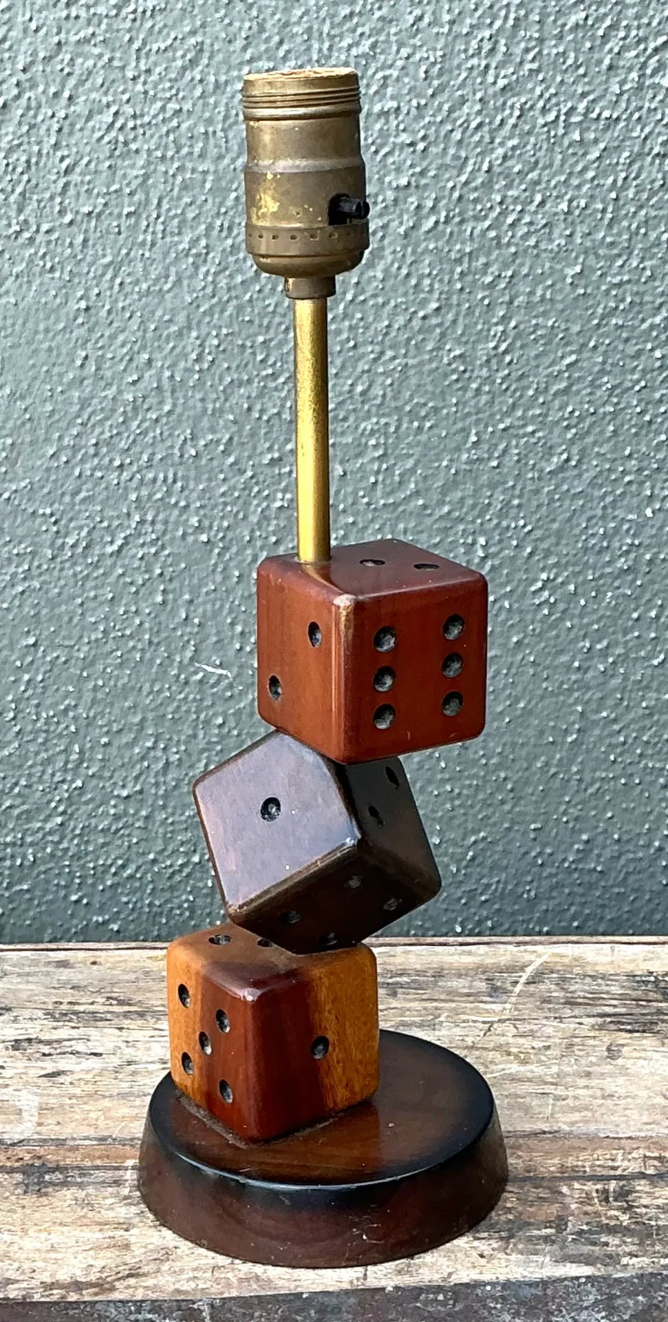 Vintage Wood Dice Desk Lamp — additional photo 3