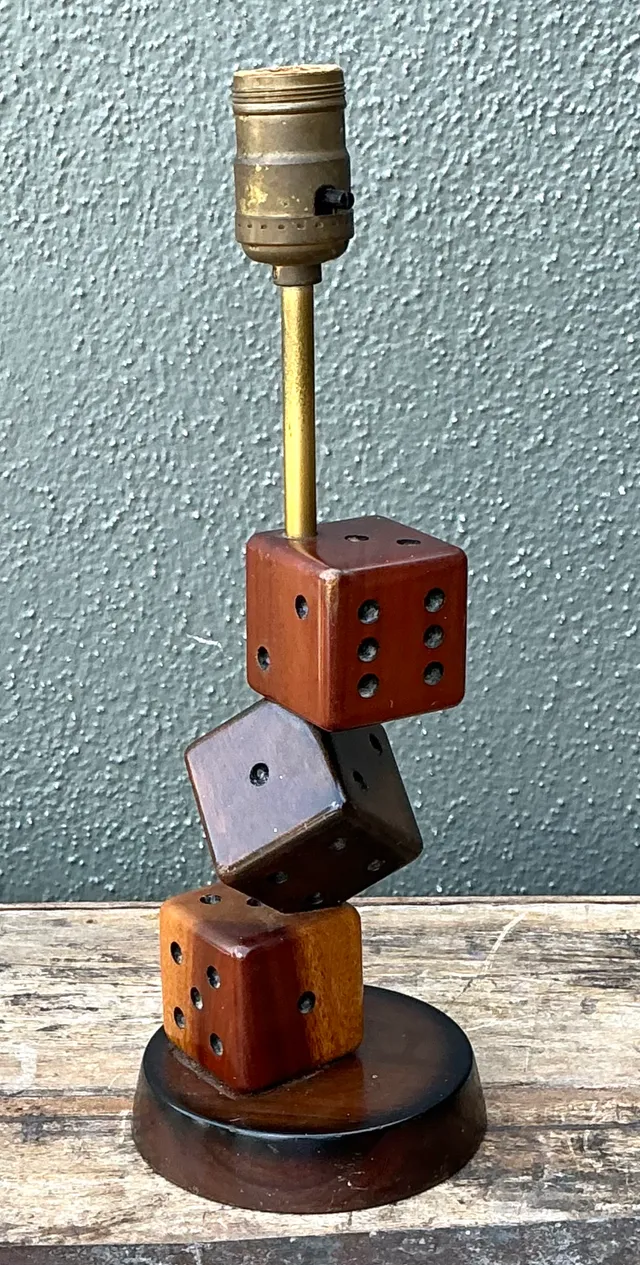 Vintage Wood Dice Desk Lamp — additional photo 3
