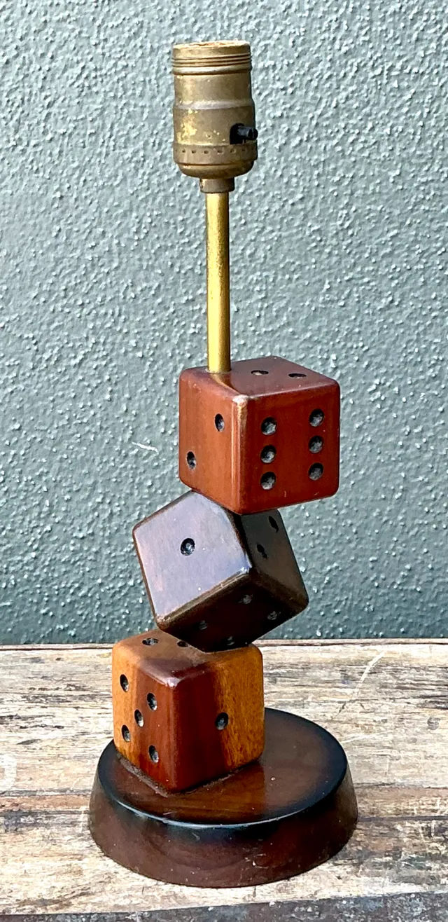Vintage Wood Dice Desk Lamp — additional photo 5