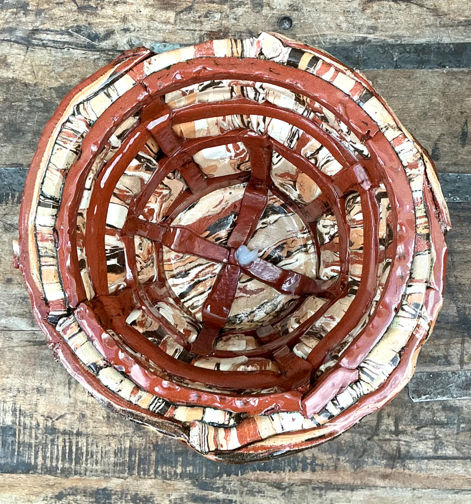 Vintage Textured Ceramic Basket Planter — additional photo 7