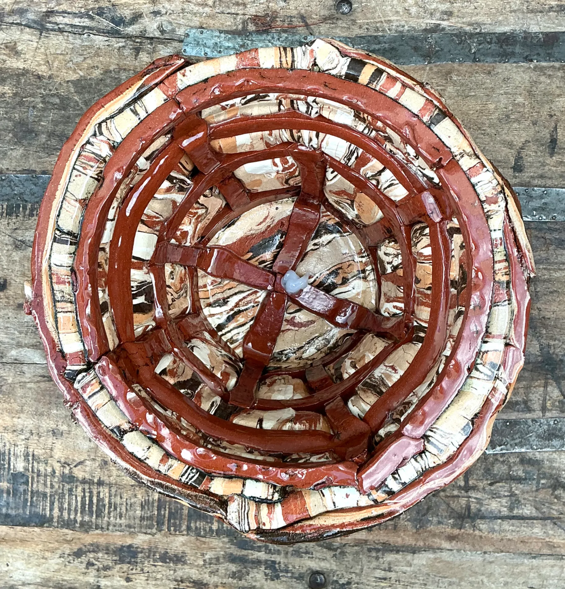 Vintage Textured Ceramic Basket Planter — additional photo 8