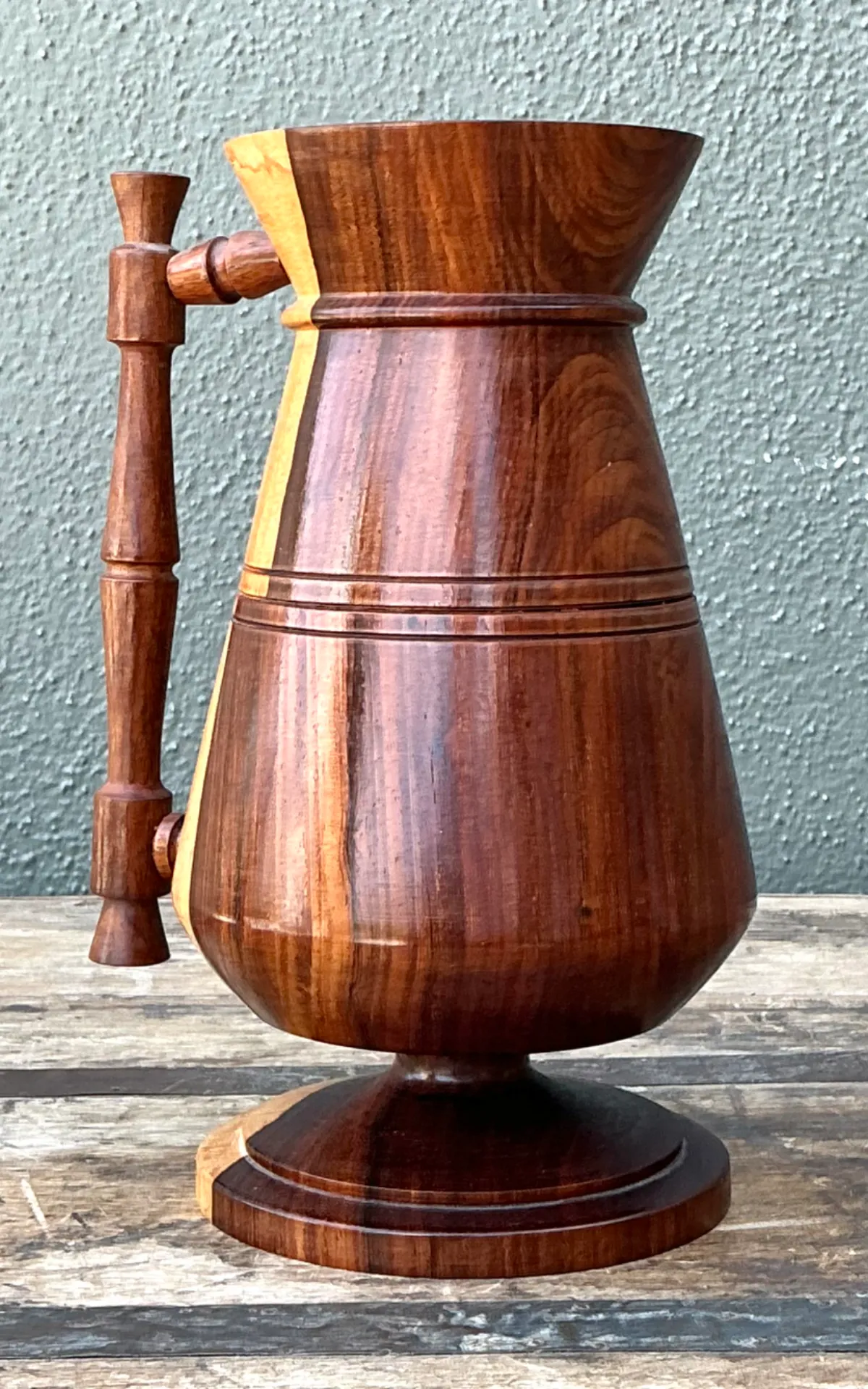 Vintage Turned Wood Pitcher