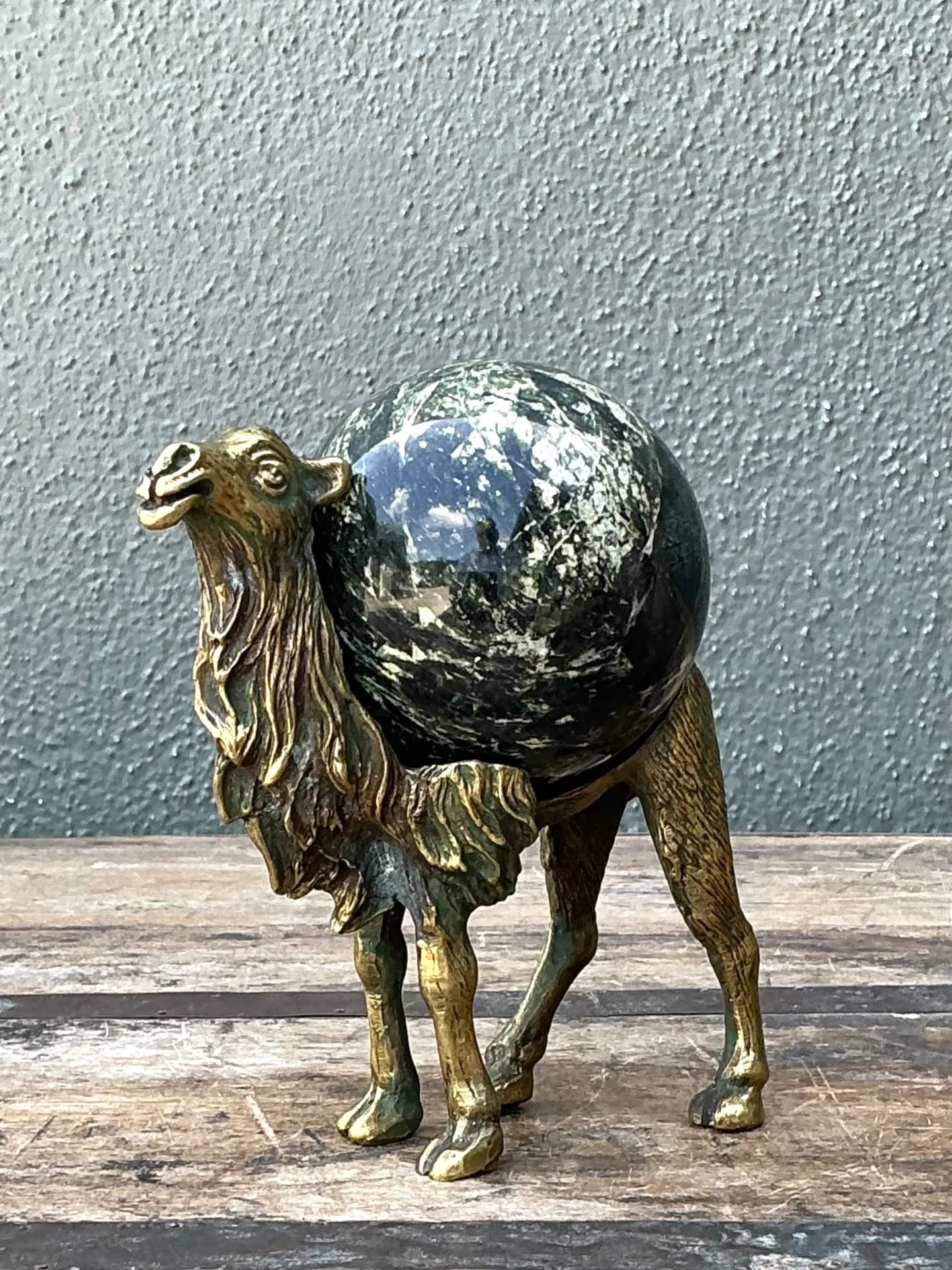 Vintage Brass Camel with Stone Sphere — additional photo 6