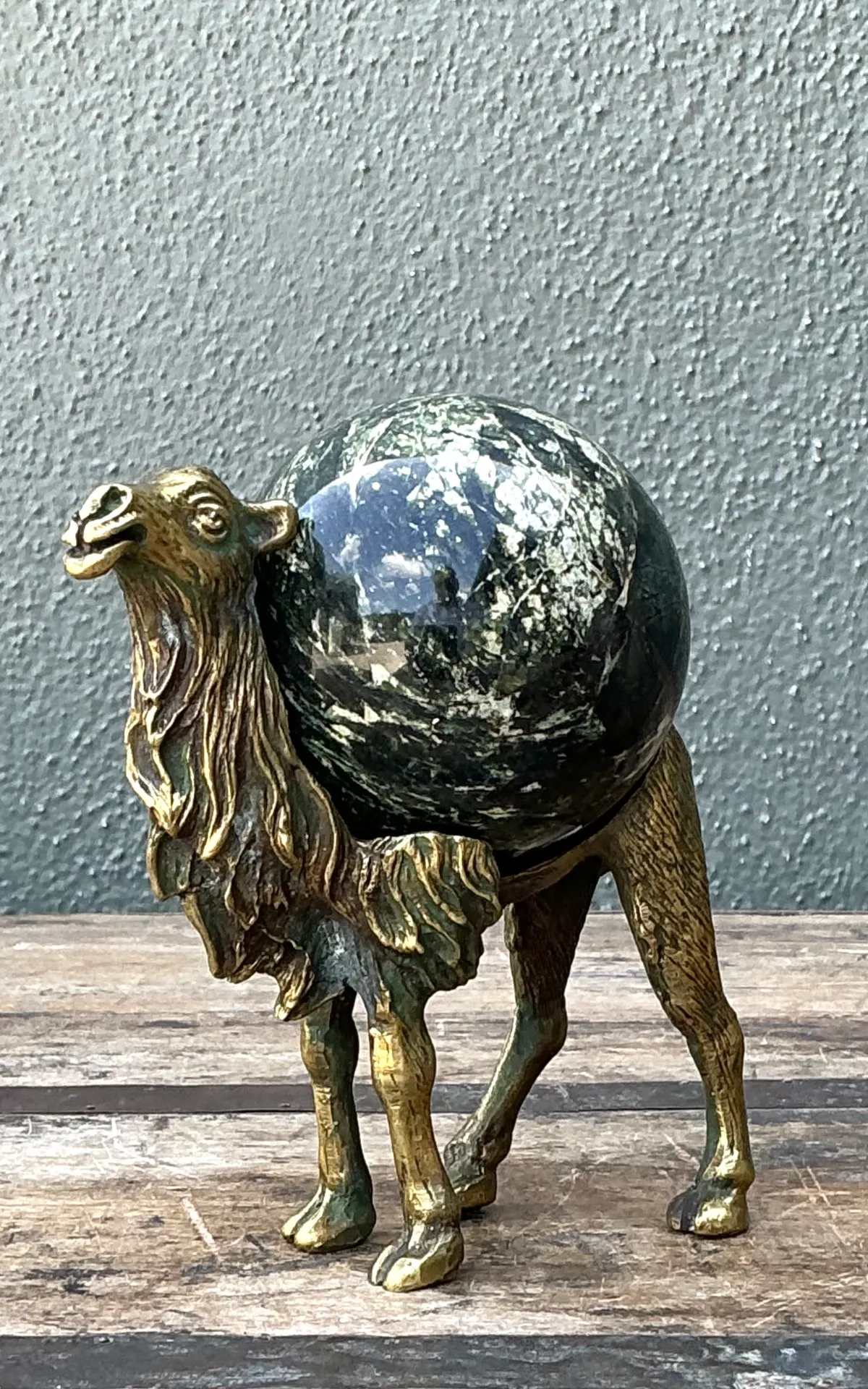 Vintage Brass Camel with Stone Sphere — additional photo 6