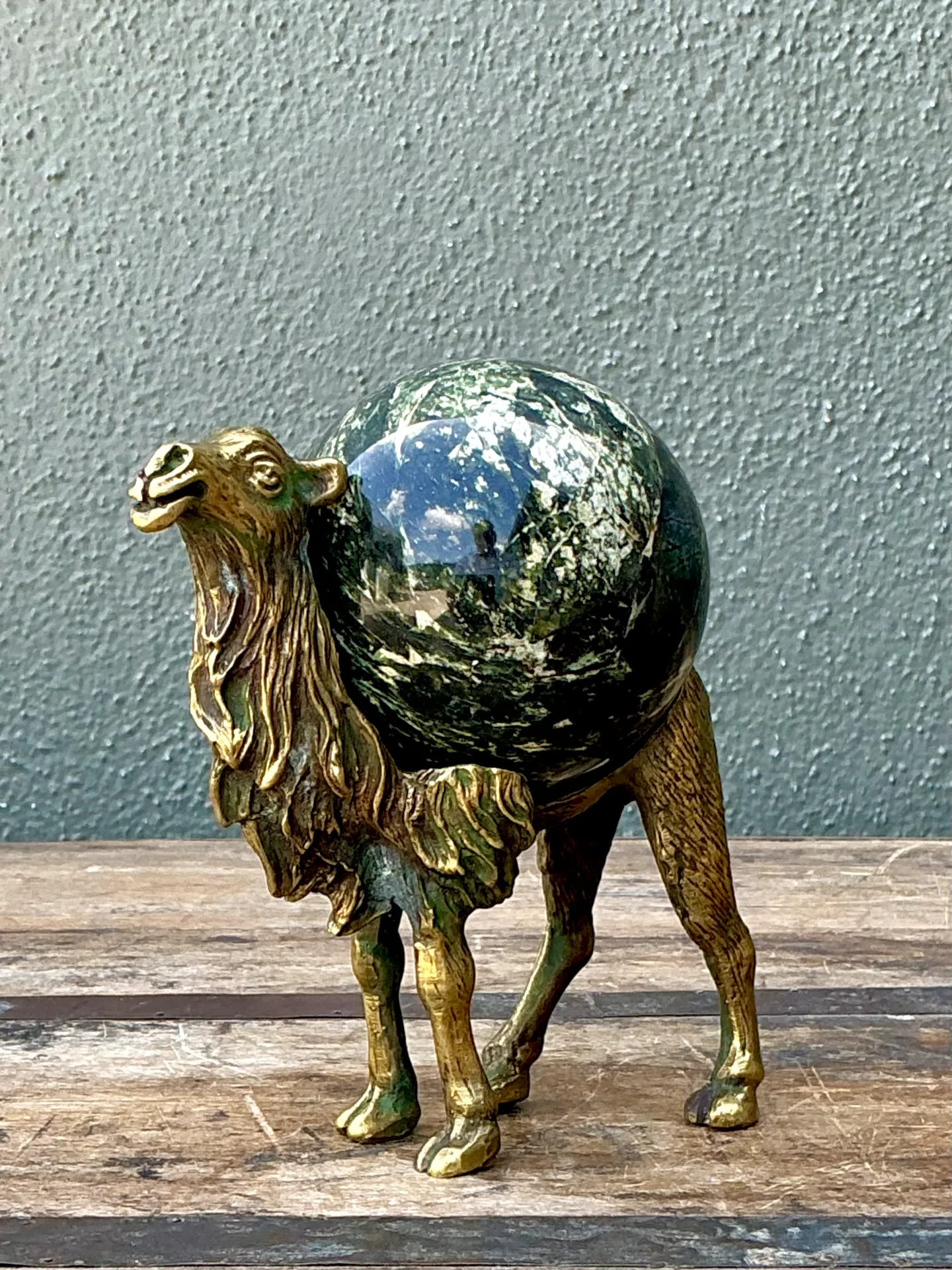 Vintage Brass Camel with Stone Sphere — additional photo 8
