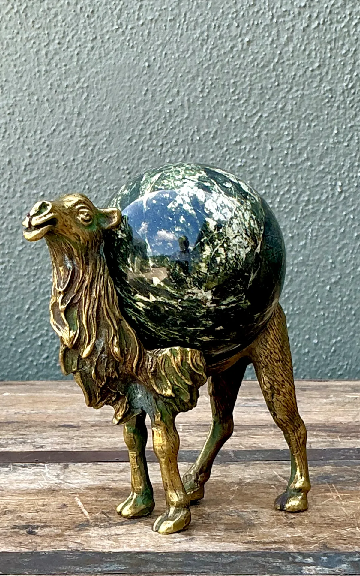 Vintage Brass Camel with Stone Sphere — additional photo 8