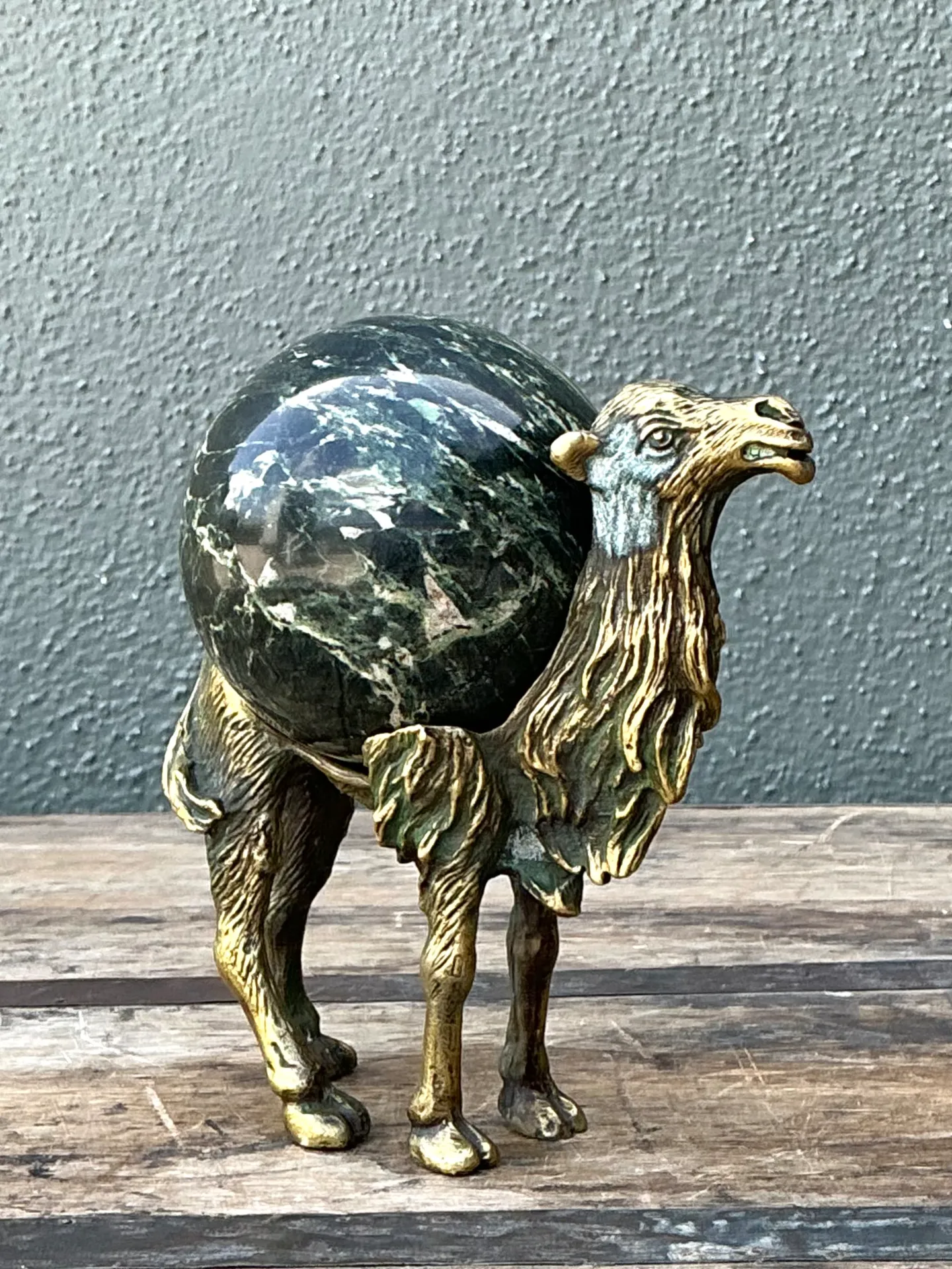 Vintage Brass Camel with Stone Sphere — additional photo 4