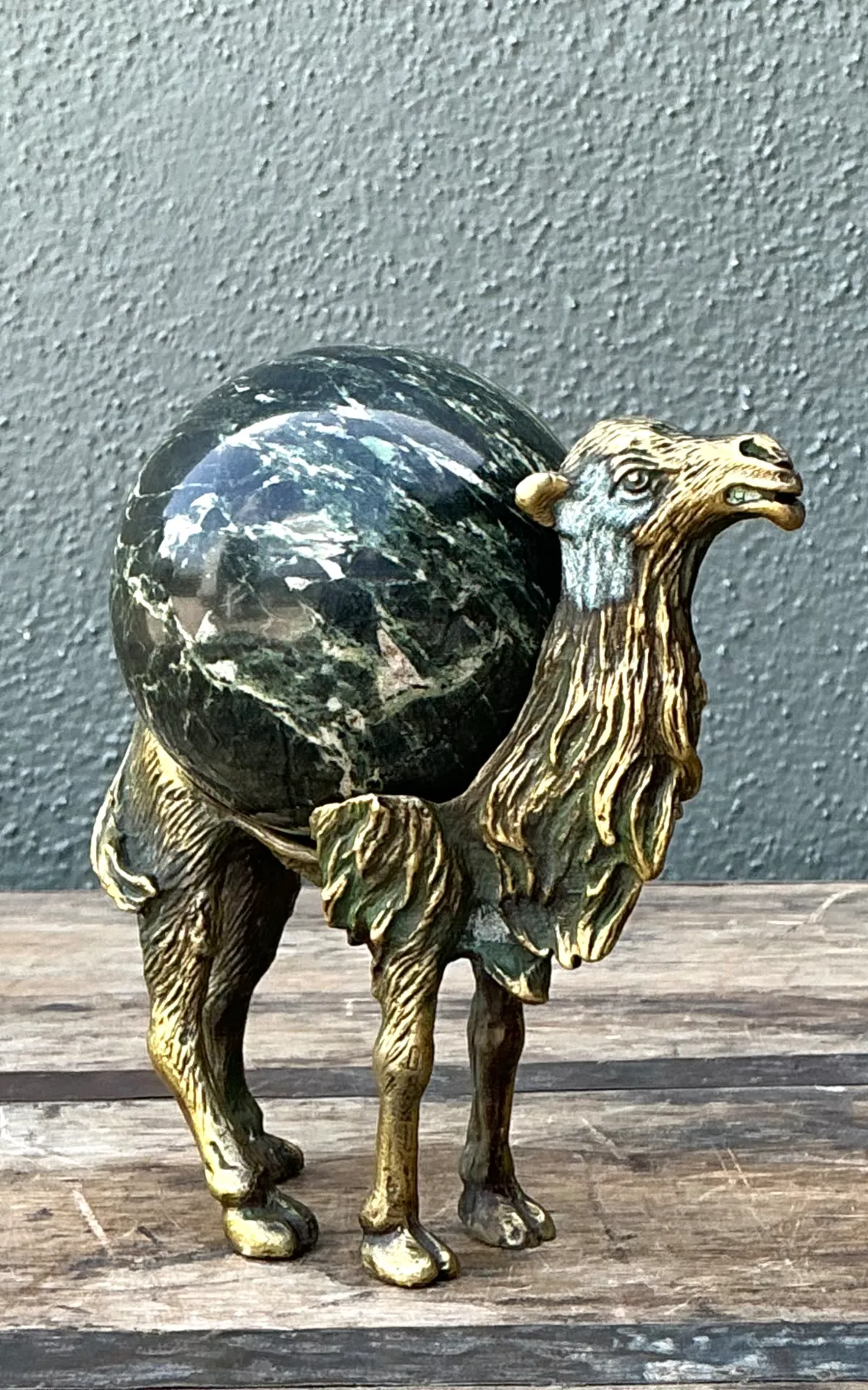 Vintage Brass Camel with Stone Sphere — additional photo 4