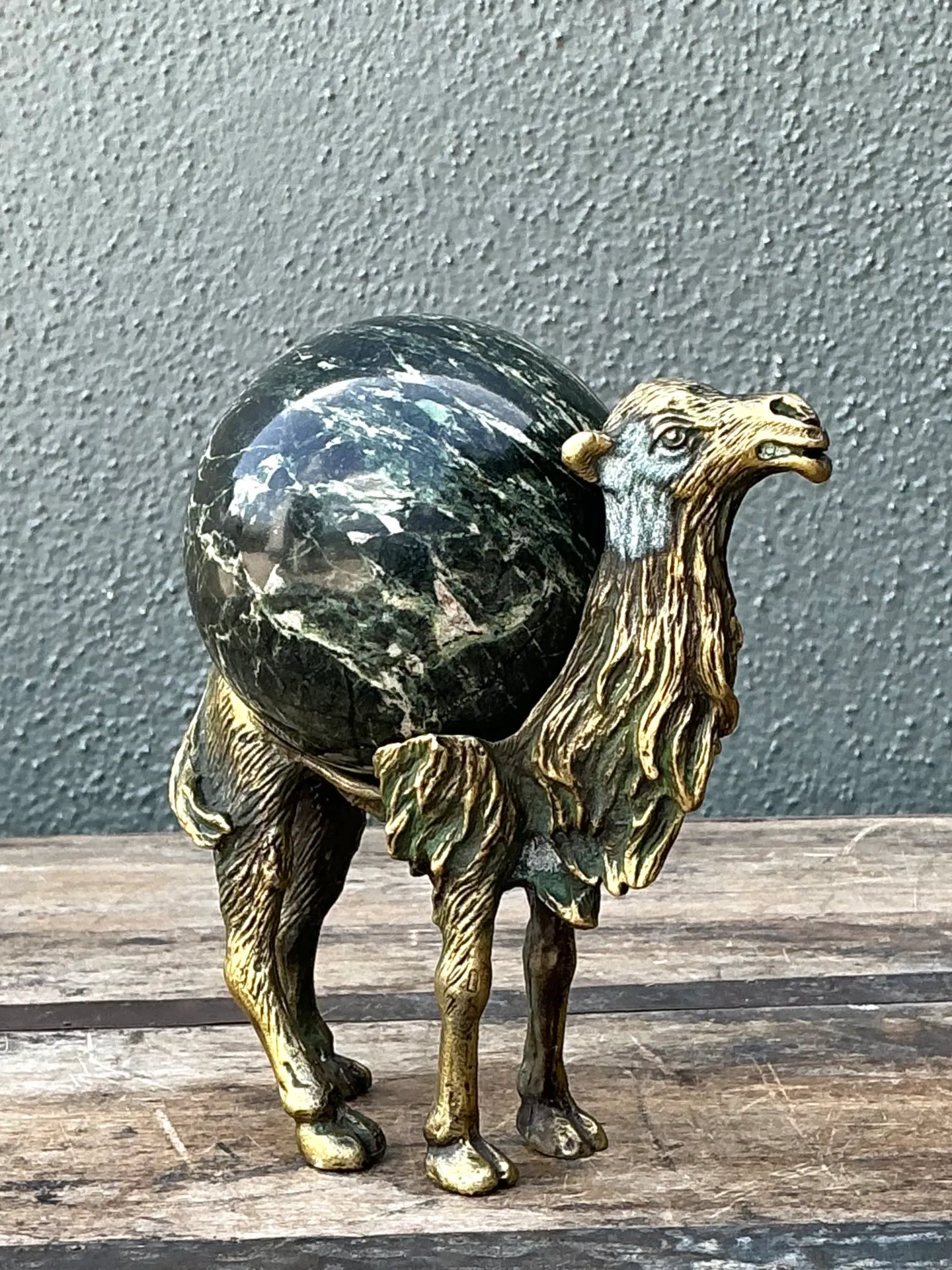 Vintage Brass Camel with Stone Sphere — additional photo 2