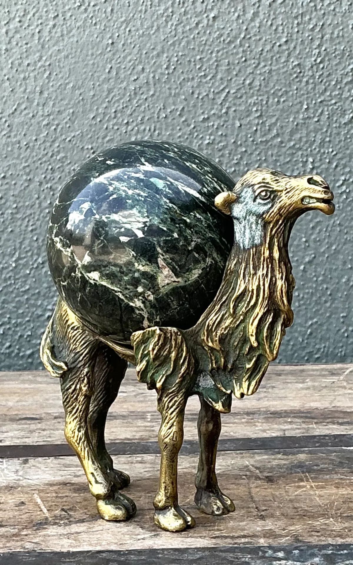 Vintage Brass Camel with Stone Sphere — additional photo 2