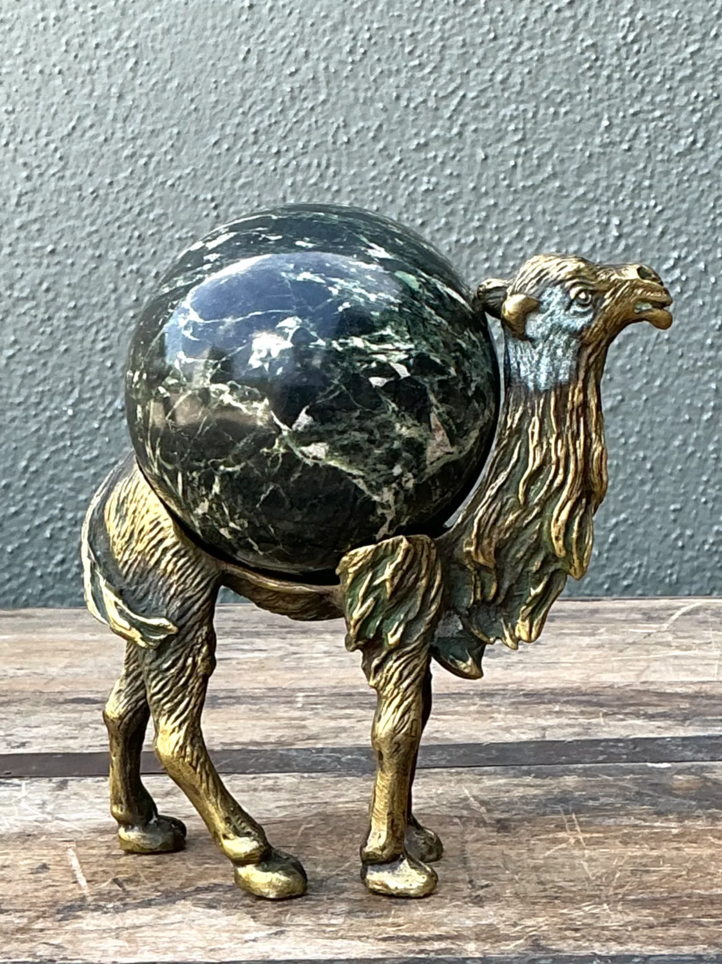 Vintage Brass Camel with Stone Sphere — additional photo 5