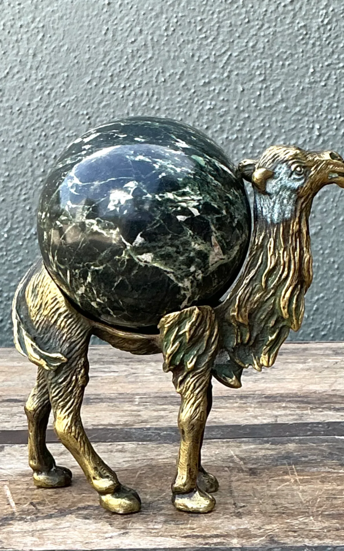 Vintage Brass Camel with Stone Sphere — additional photo 5