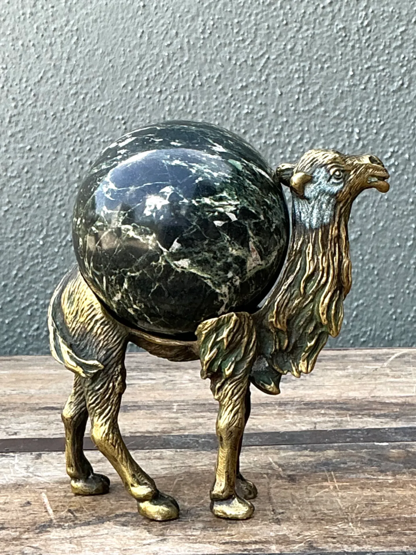 Vintage Brass Camel with Stone Sphere — additional photo 7