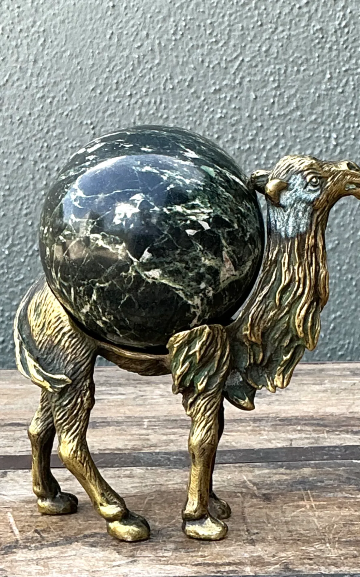 Vintage Brass Camel with Stone Sphere — additional photo 7