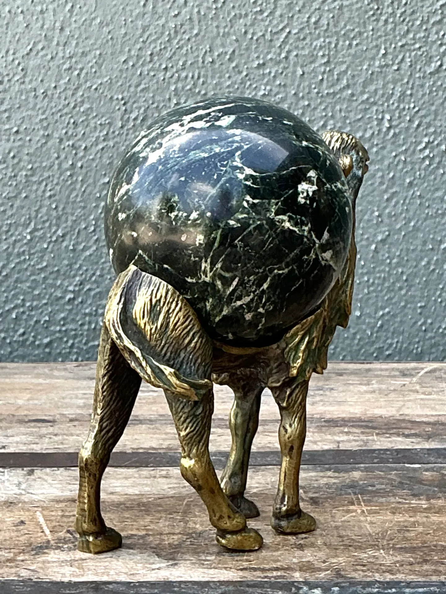 Vintage Brass Camel with Stone Sphere — additional photo 3