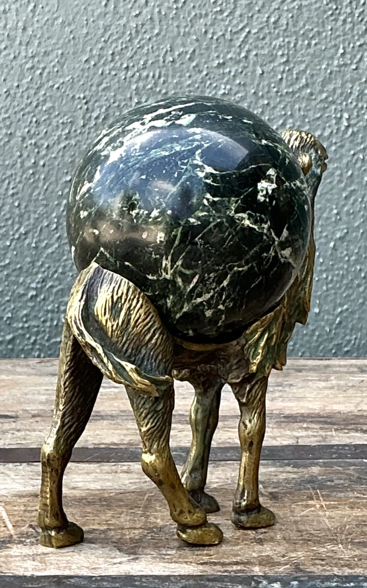 Vintage Brass Camel with Stone Sphere — additional photo 3