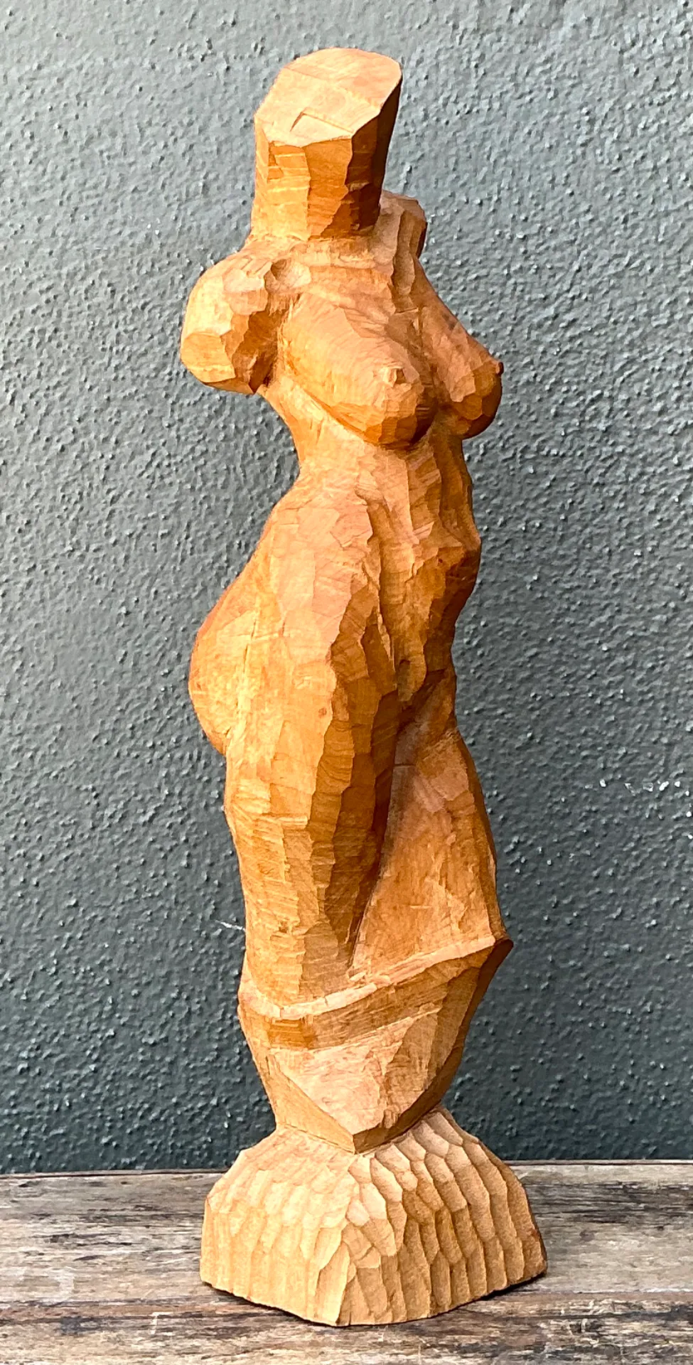 Vintage Abstract Wood Figurative Sculpture