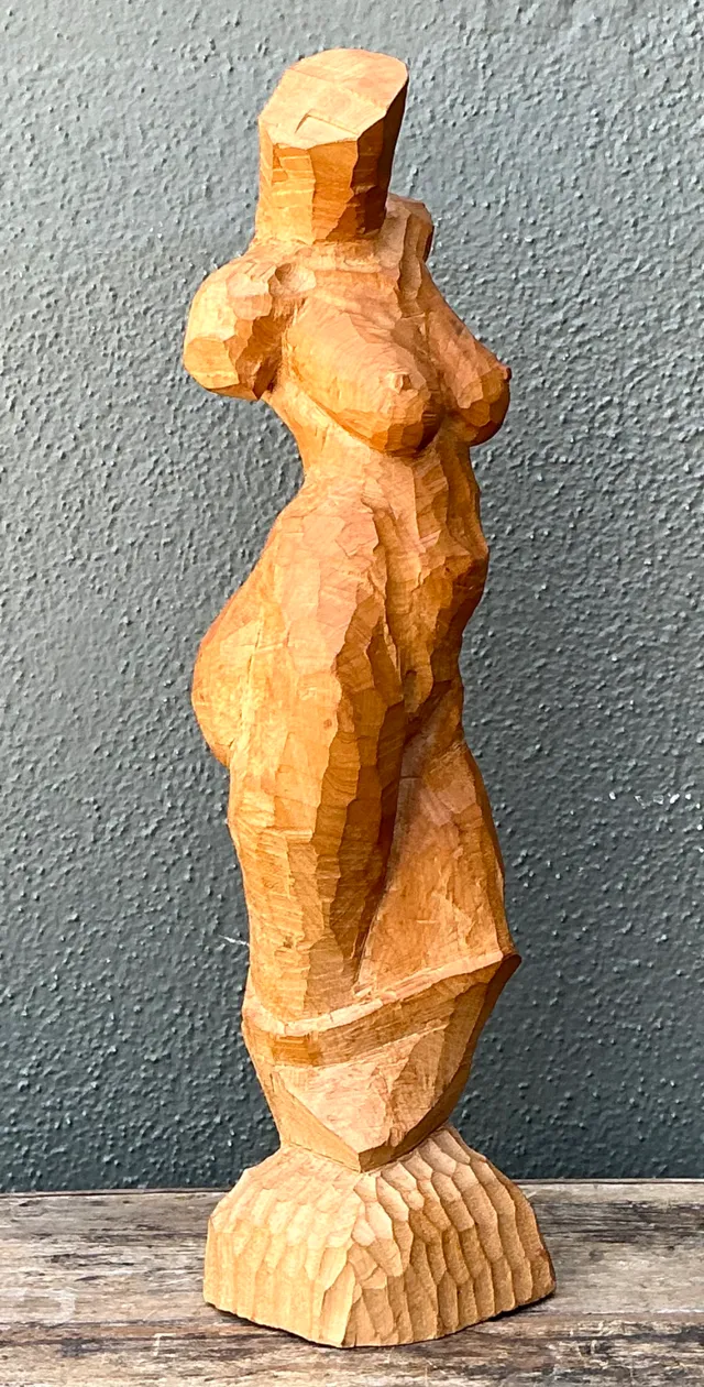 Vintage Abstract Wood Figurative Sculpture — additional photo 1