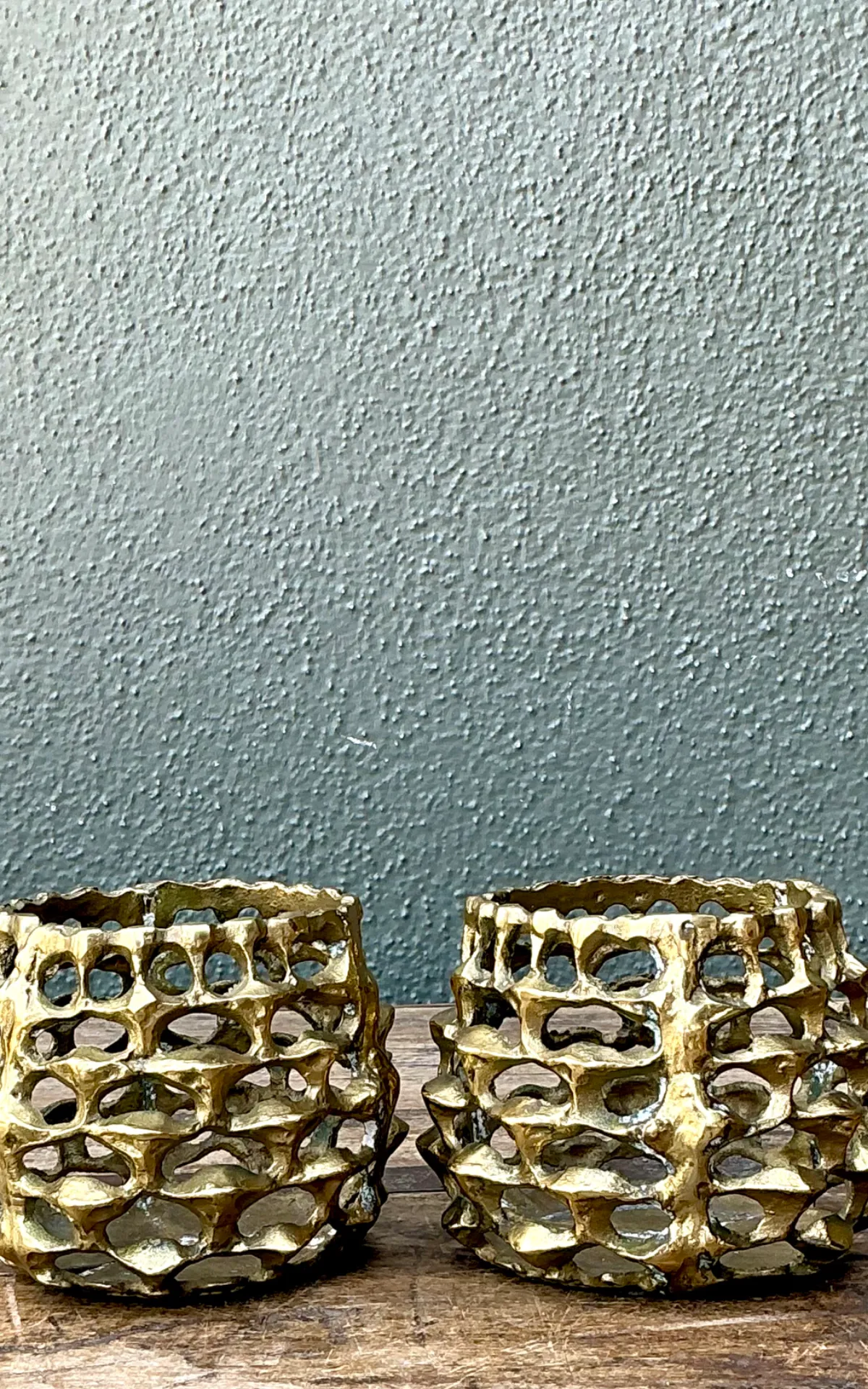 Vintage Brutalist Brass Candle Holders - Pair — additional photo 5