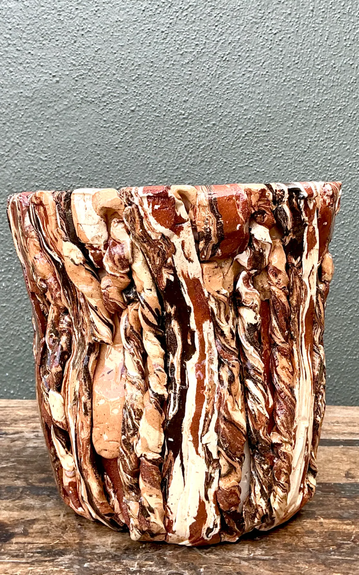 Vintage Textured Ceramic Planter — additional photo 3