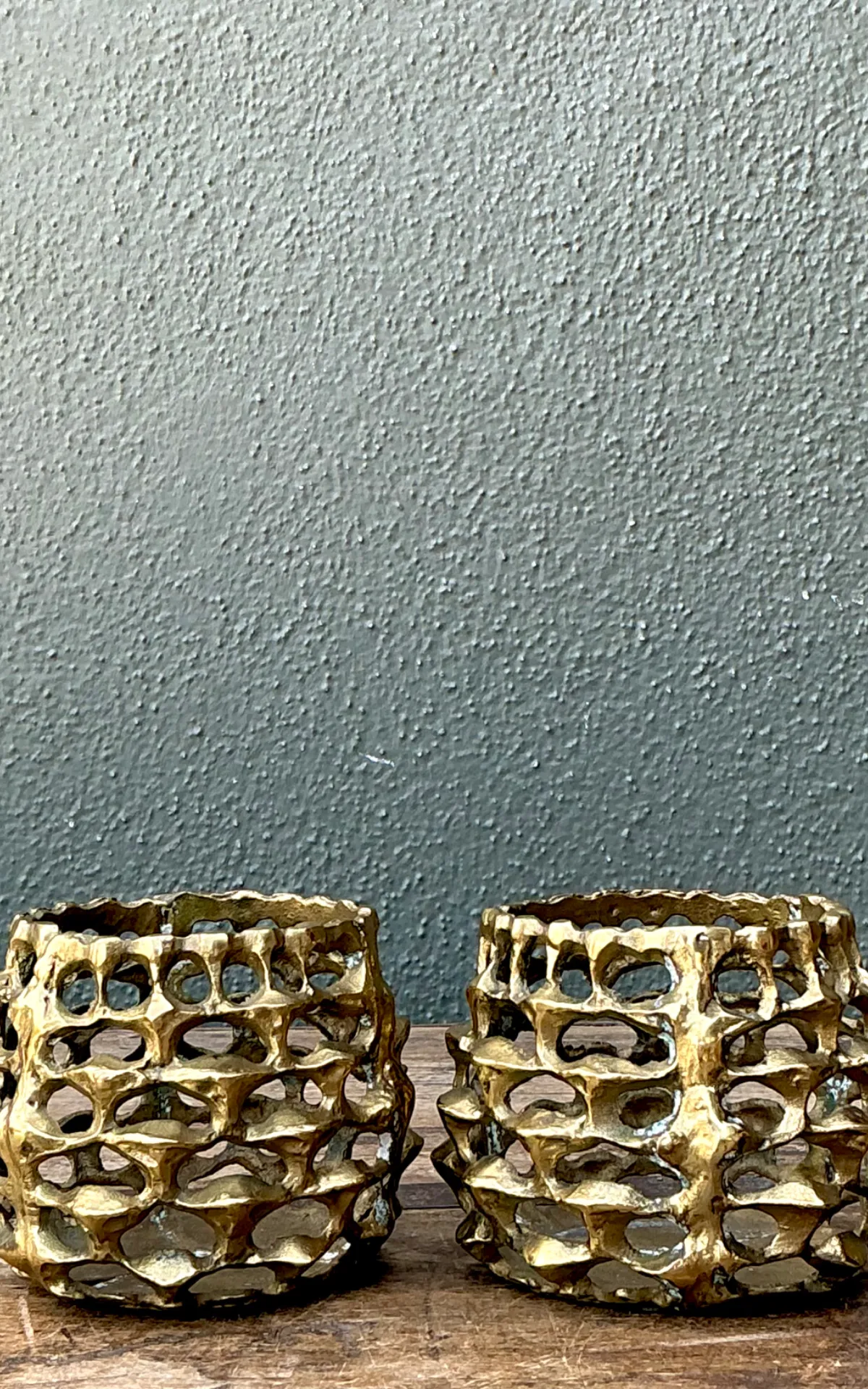 Vintage Brutalist Brass Candle Holders - Pair — additional photo 4
