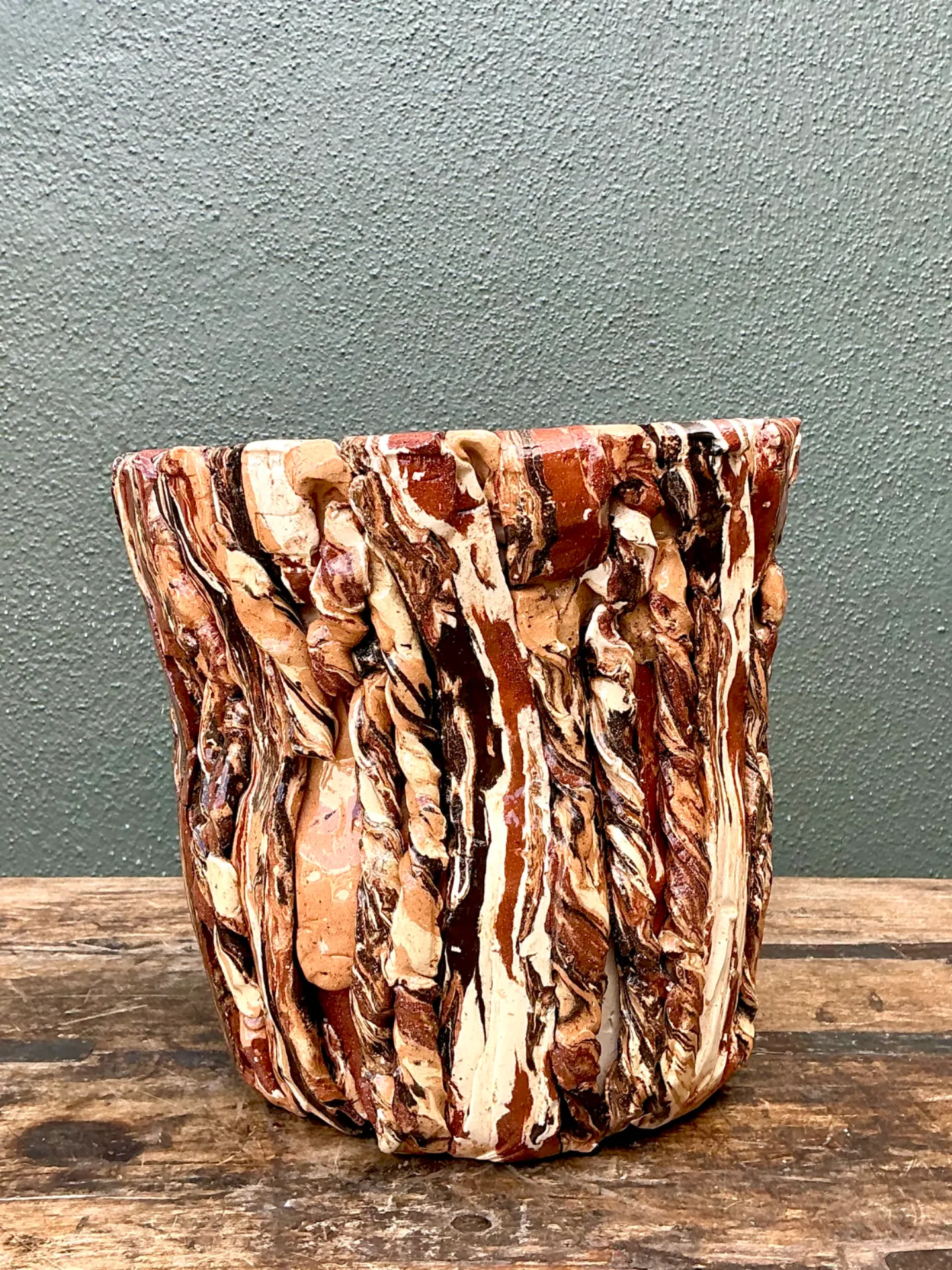 Vintage Textured Ceramic Planter — additional photo 2