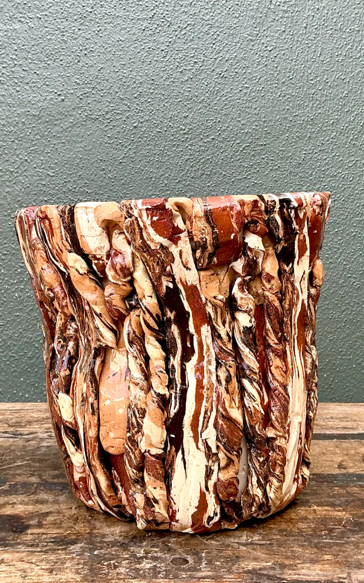 Vintage Textured Ceramic Planter — additional photo 2