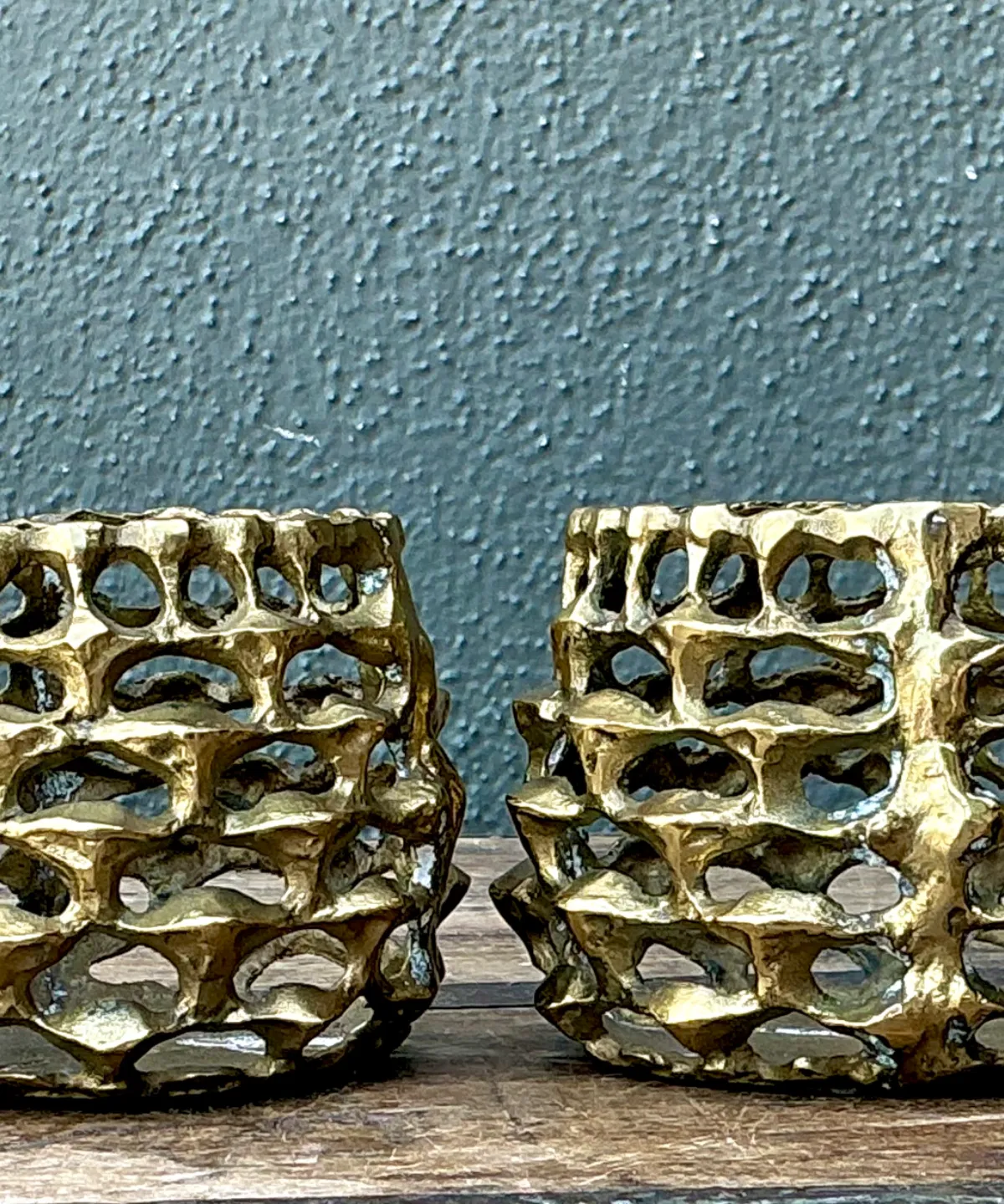 Vintage Brutalist Brass Candle Holders - Pair — additional photo 6