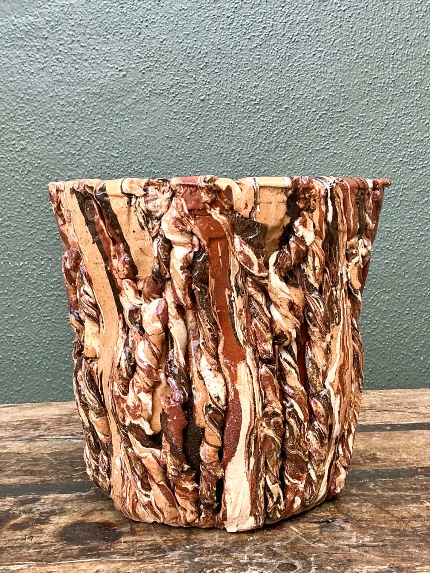 Vintage Textured Ceramic Planter — additional photo 1
