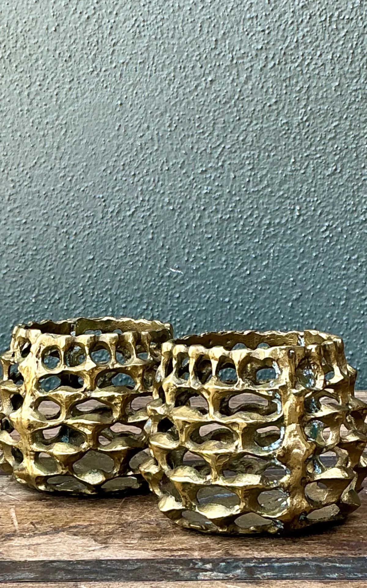 Vintage Brutalist Brass Candle Holders - Pair — additional photo 7