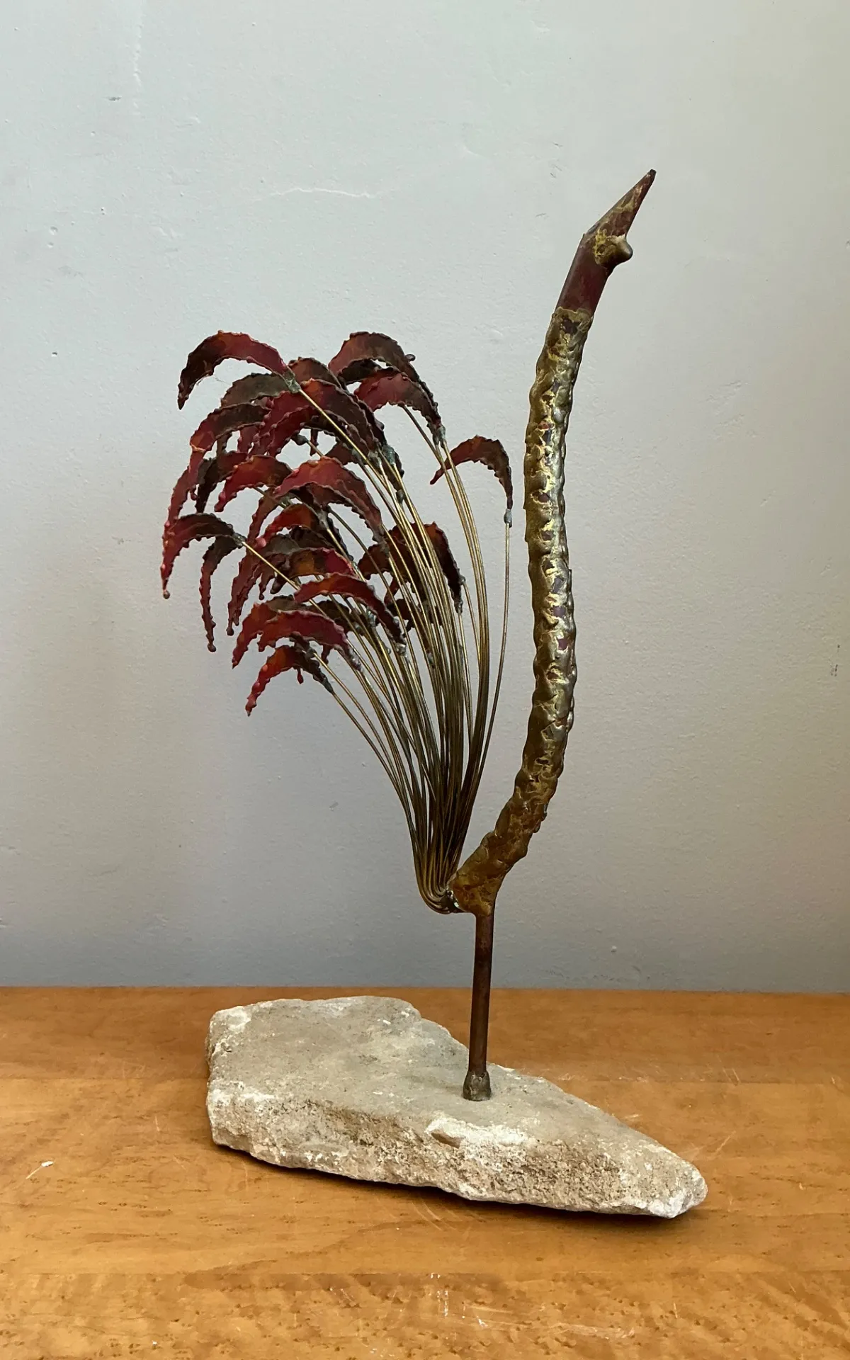 Mid-Century Modern Abstract Metal Rooster Sculpture