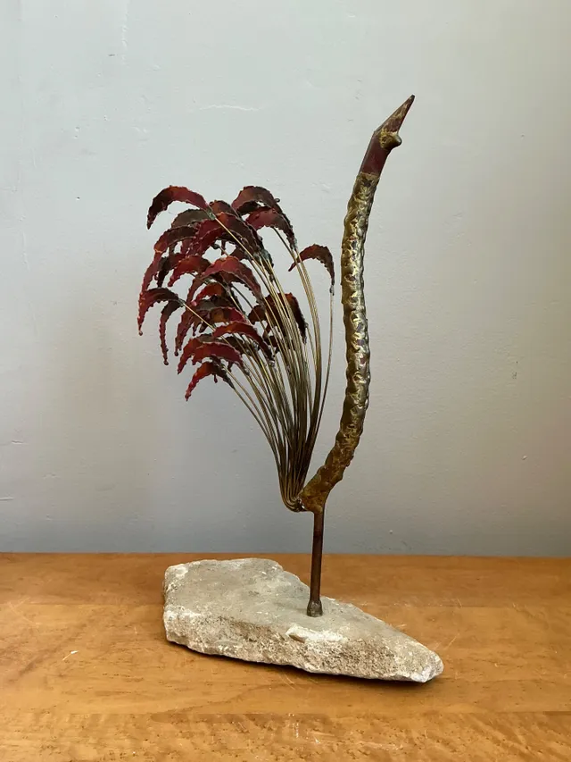 Mid-Century Modern Abstract Metal Rooster Sculpture — additional photo 1