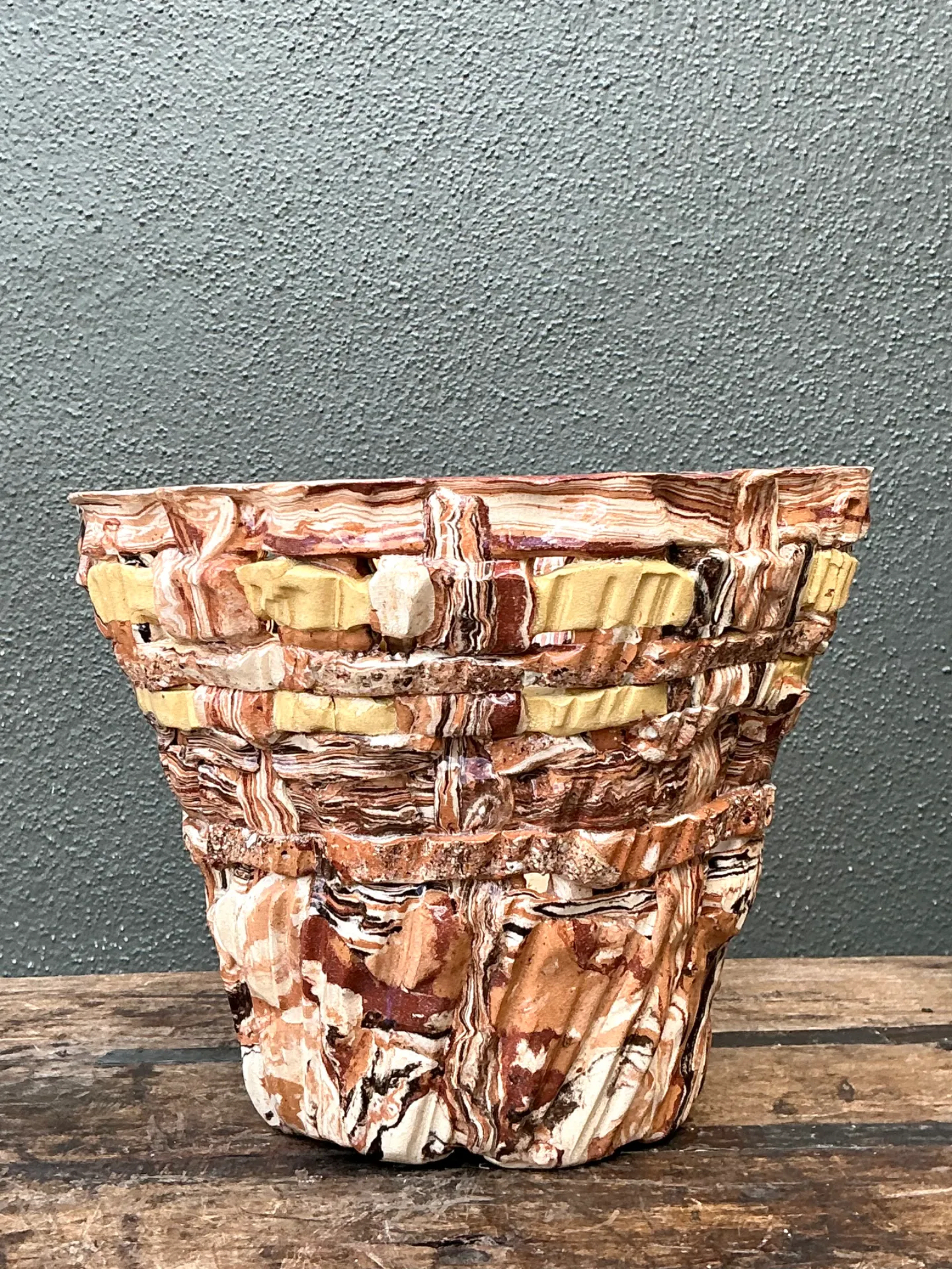 Vintage Textured Pottery Planter — additional photo 2