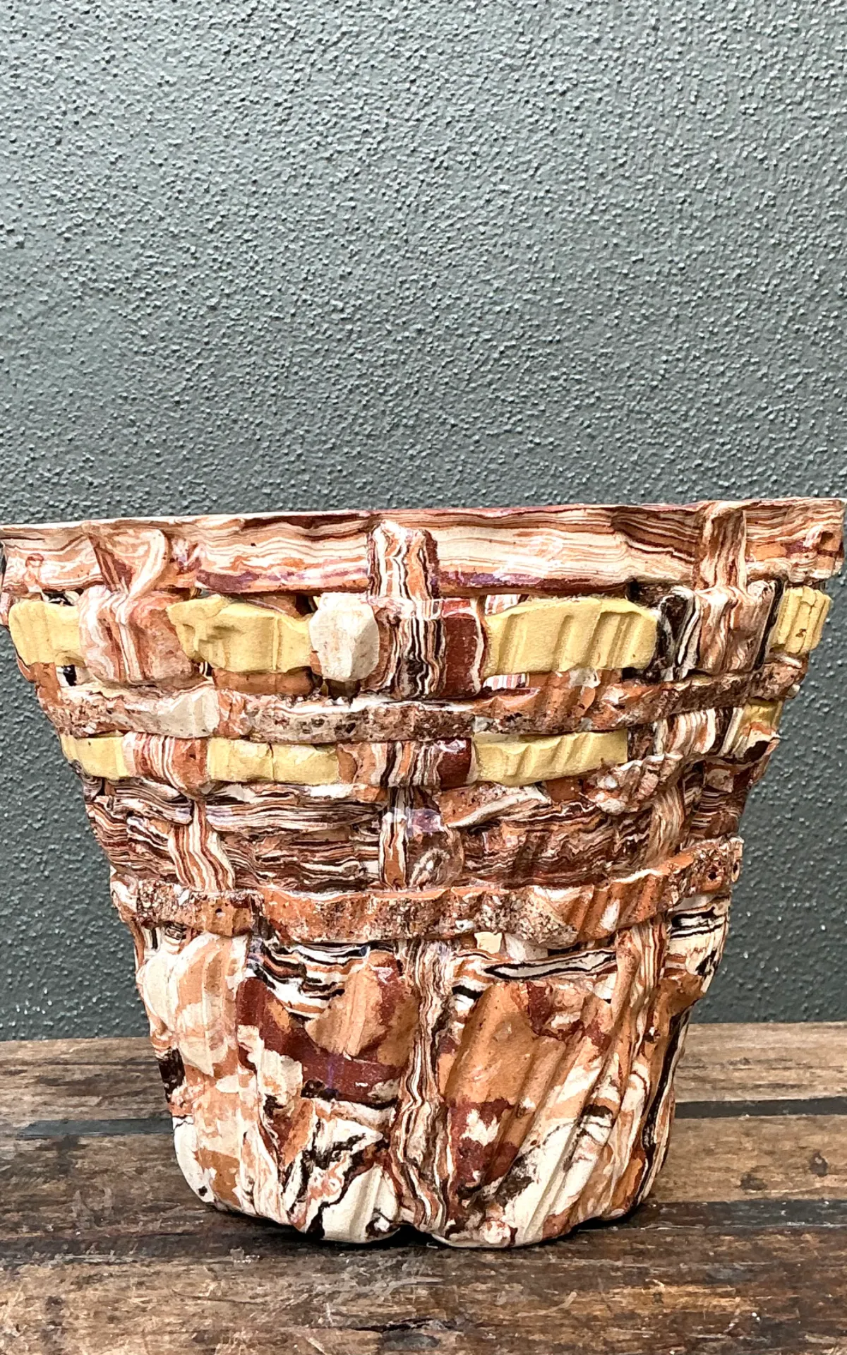 Vintage Textured Pottery Planter — additional photo 2