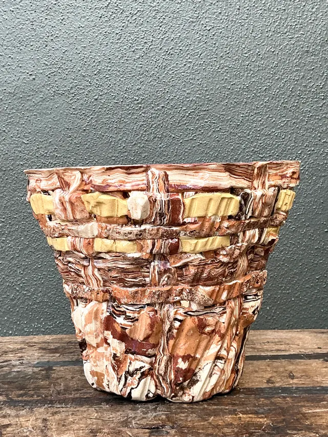 Vintage Textured Pottery Planter — additional photo 2
