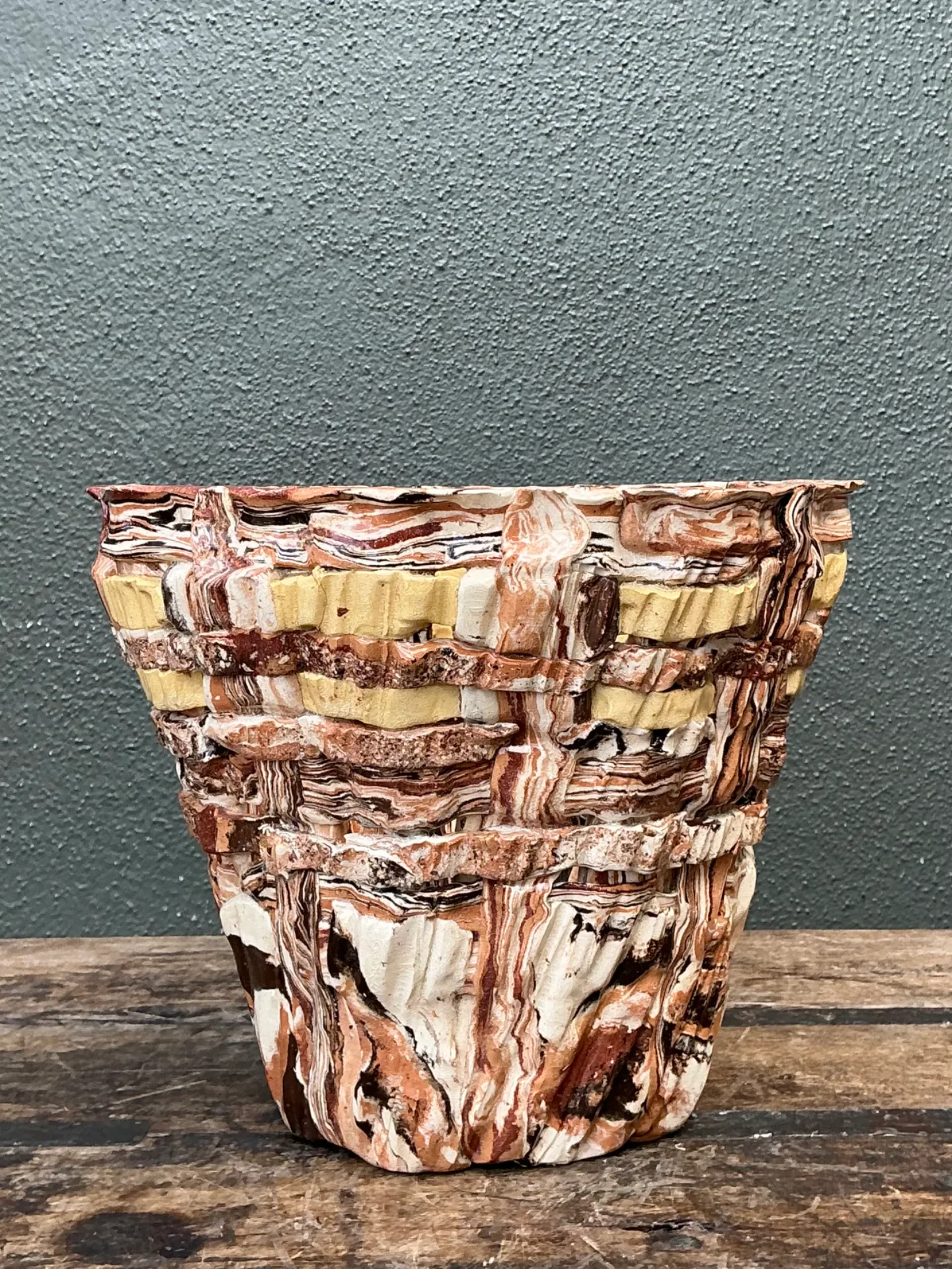 Vintage Textured Pottery Planter — additional photo 1