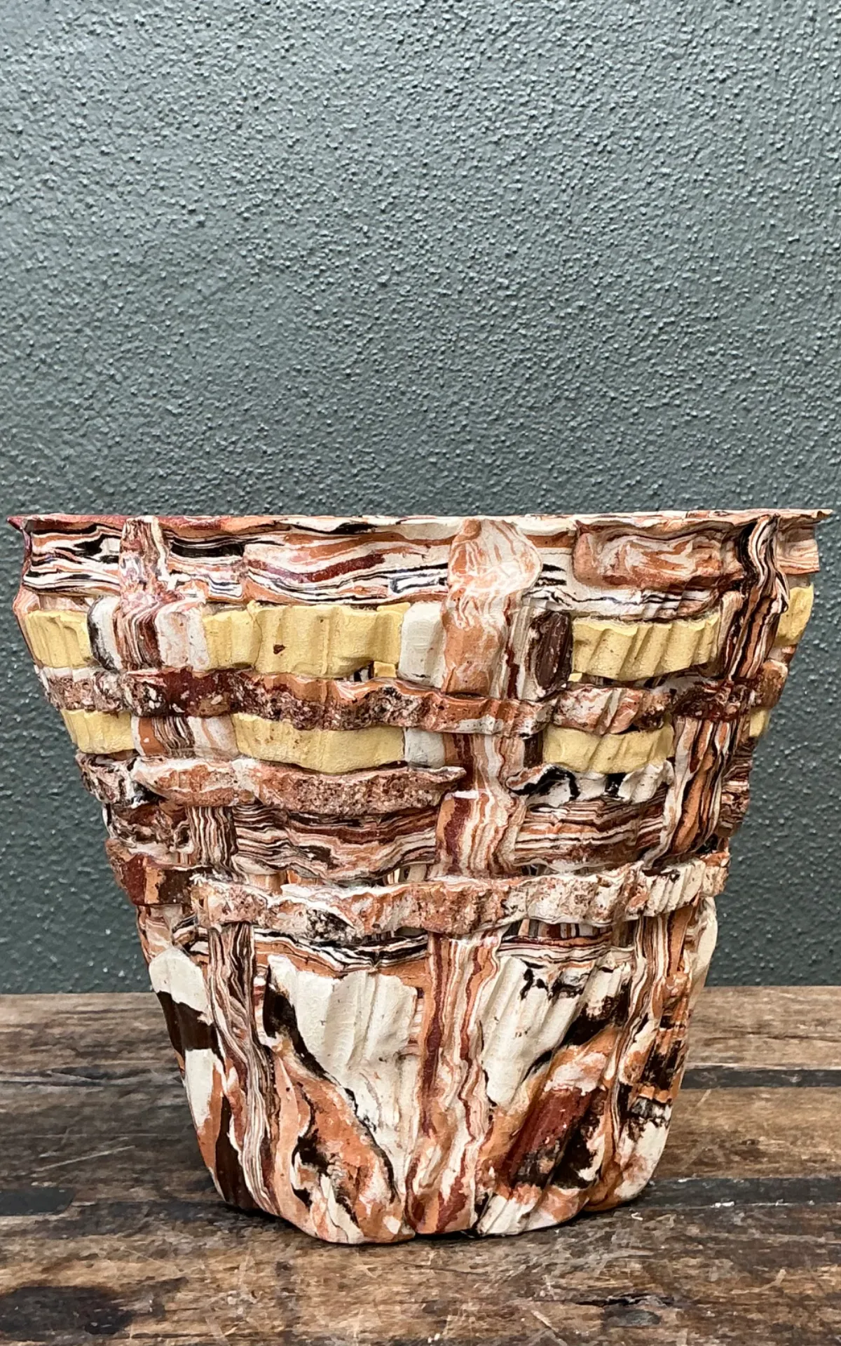 Vintage Textured Pottery Planter