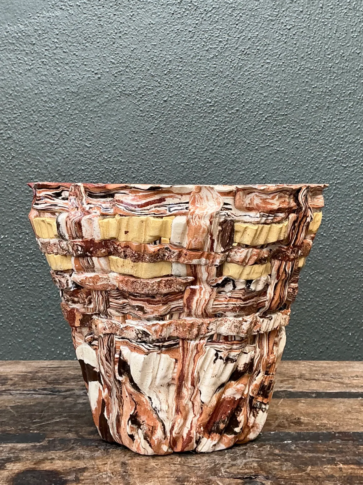 Vintage Textured Pottery Planter — additional photo 3