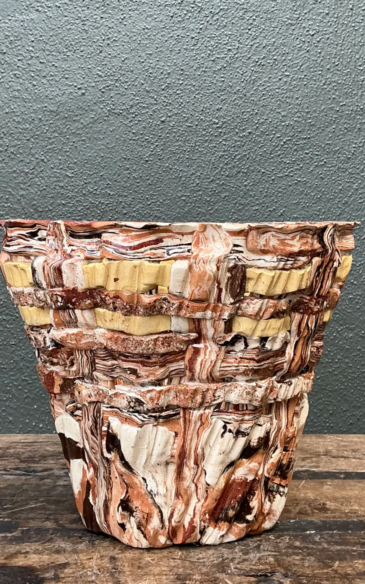 Vintage Textured Pottery Planter — additional photo 3
