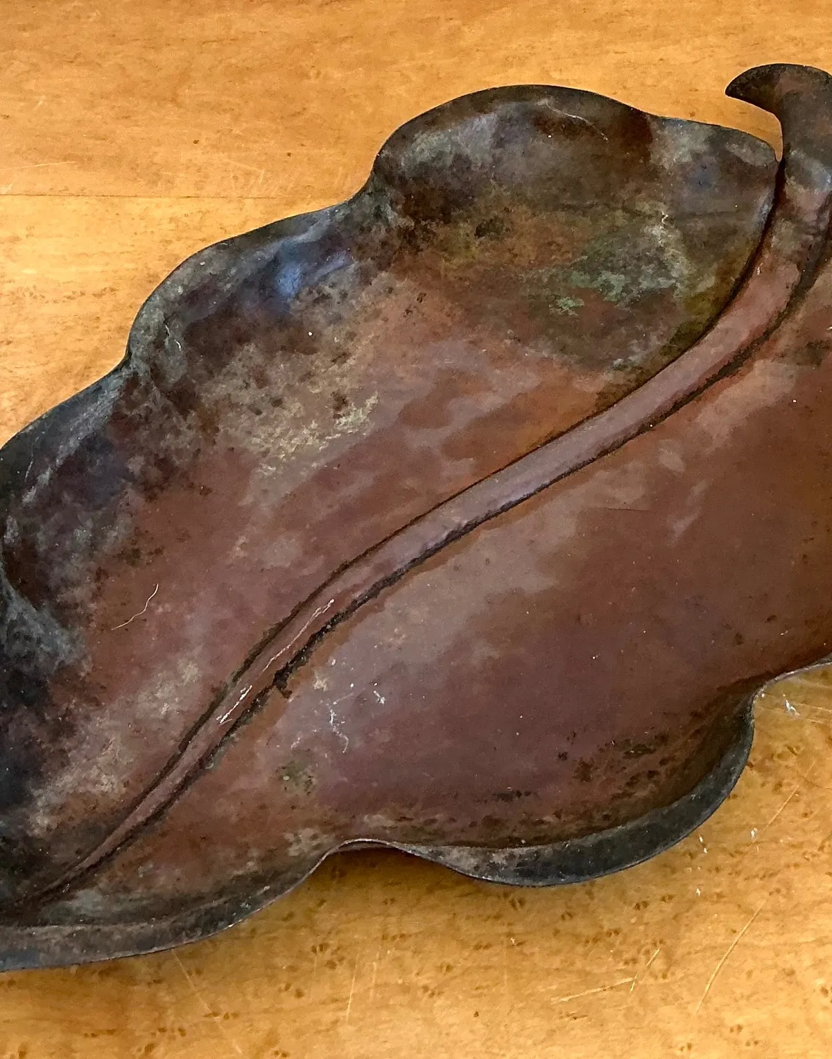 Vintage Italian Patinated Copper Leaf Bowl — additional photo 6