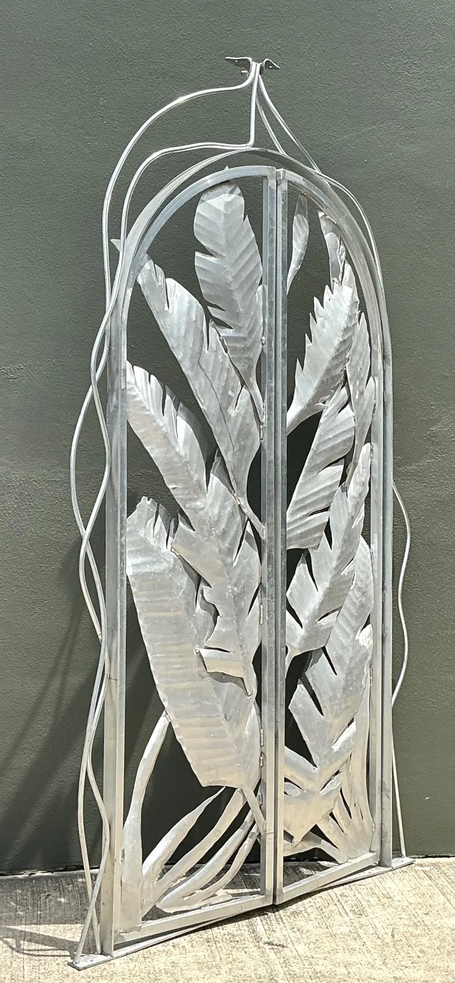 Vintage Aluminum Banana Leaf Botanical Garden Gate