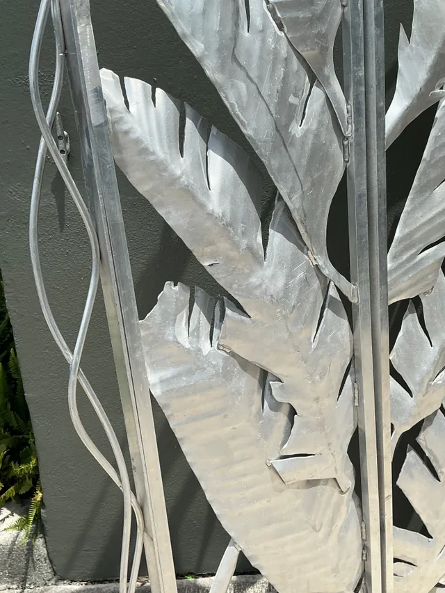 Vintage Aluminum Banana Leaf Botanical Garden Gate — additional photo 3