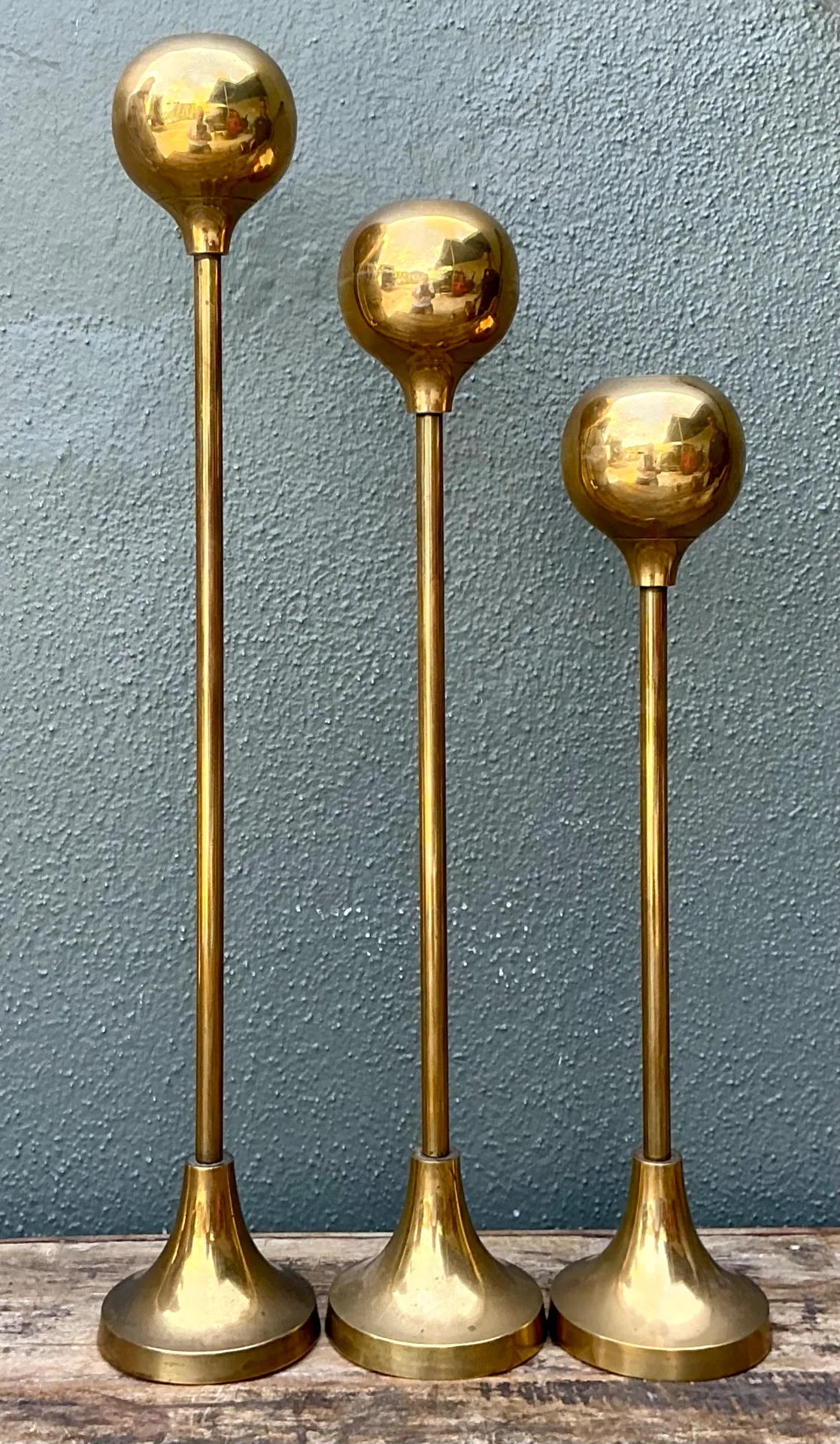 Vintage Brass Candle Holders - Set of Three — additional photo 4