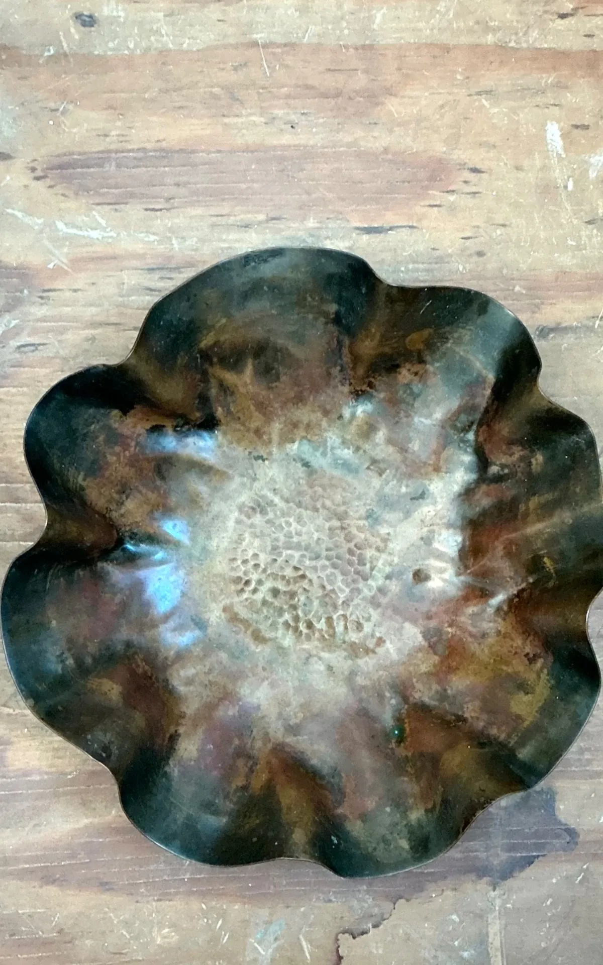 Vintage Scalloped Copper Decorative Bowl — additional photo 8