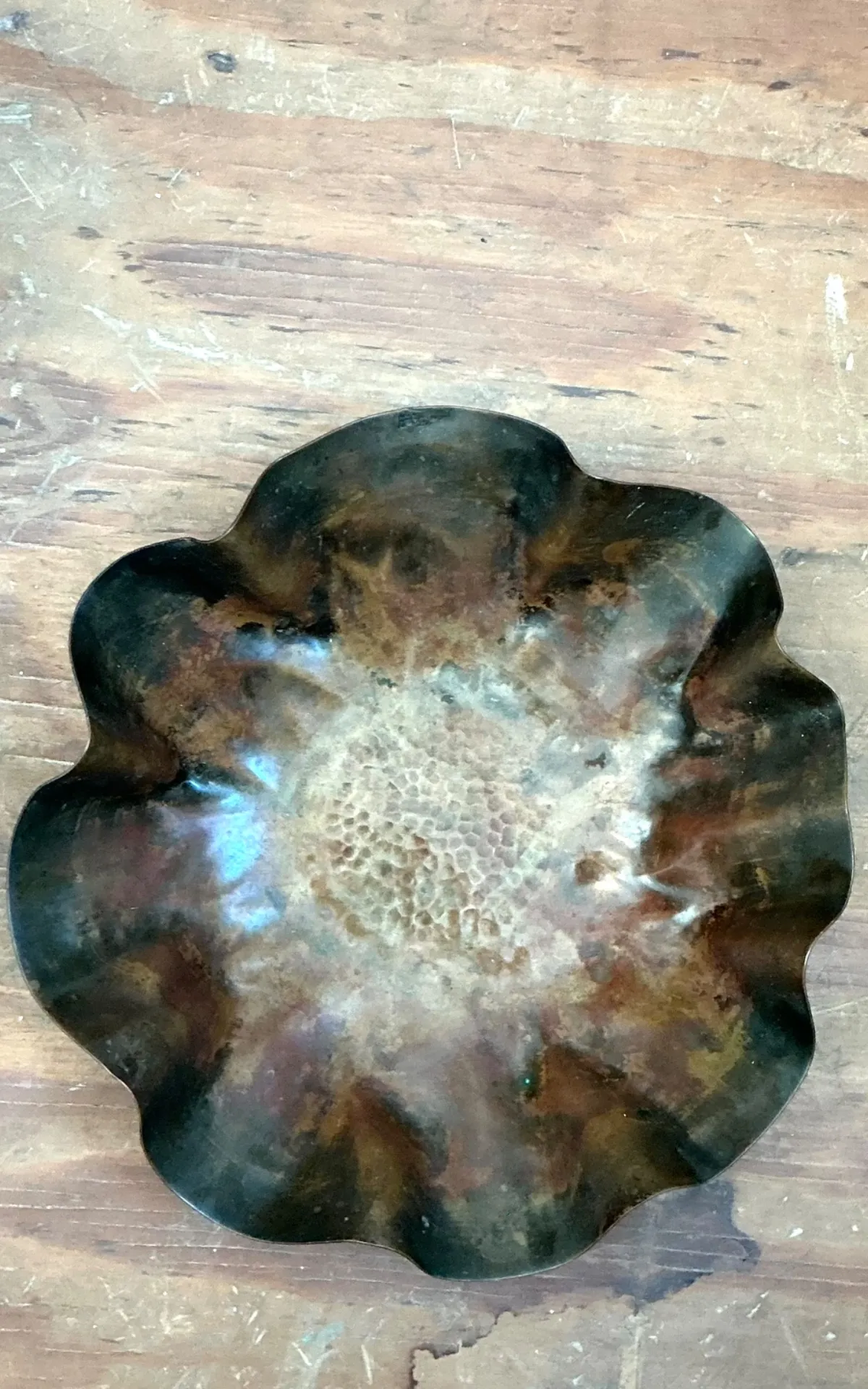 Vintage Scalloped Copper Decorative Bowl — additional photo 3
