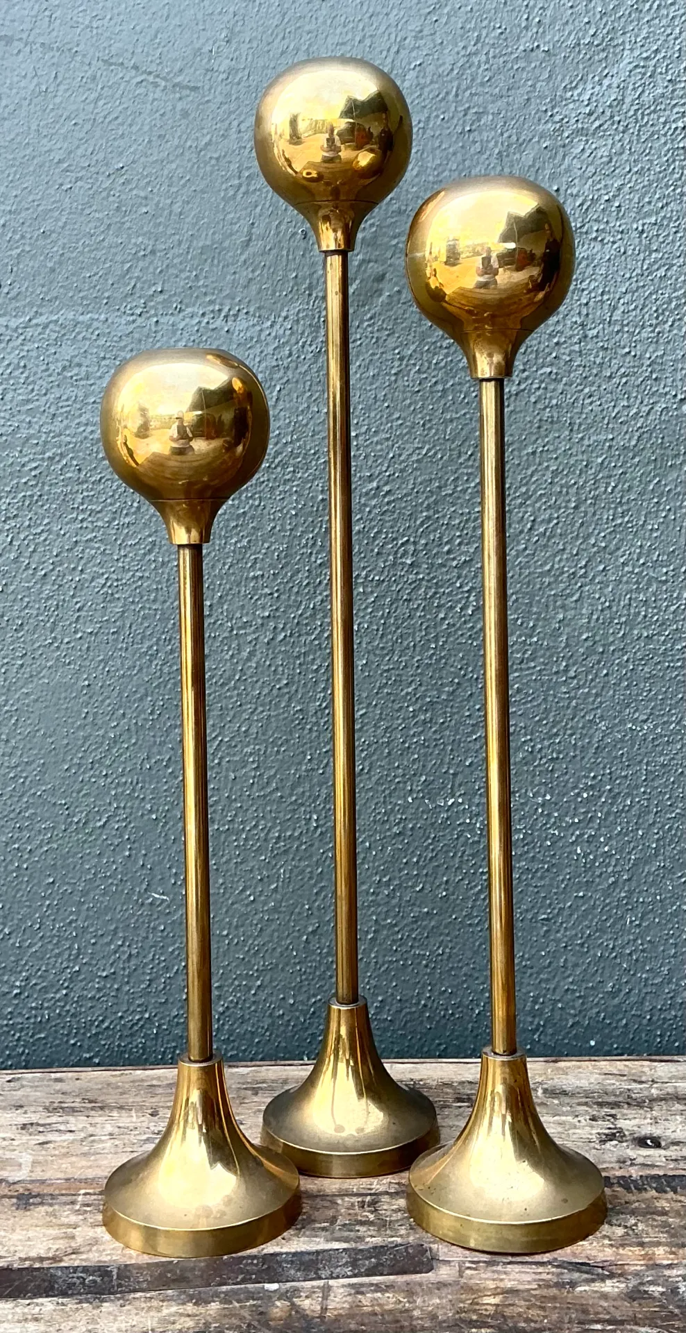 Vintage Brass Candle Holders - Set of Three — additional photo 8