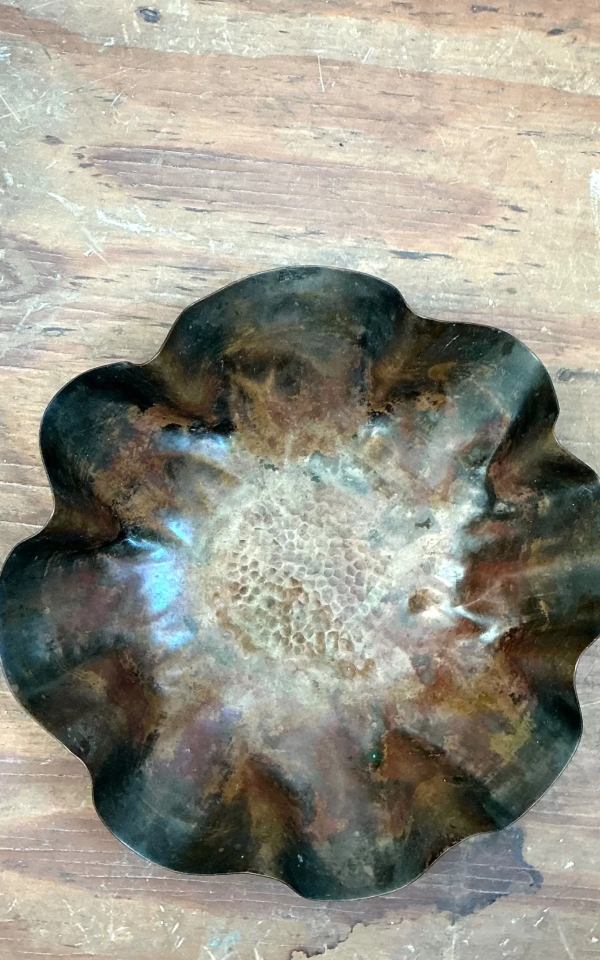 Vintage Scalloped Copper Decorative Bowl — additional photo 2