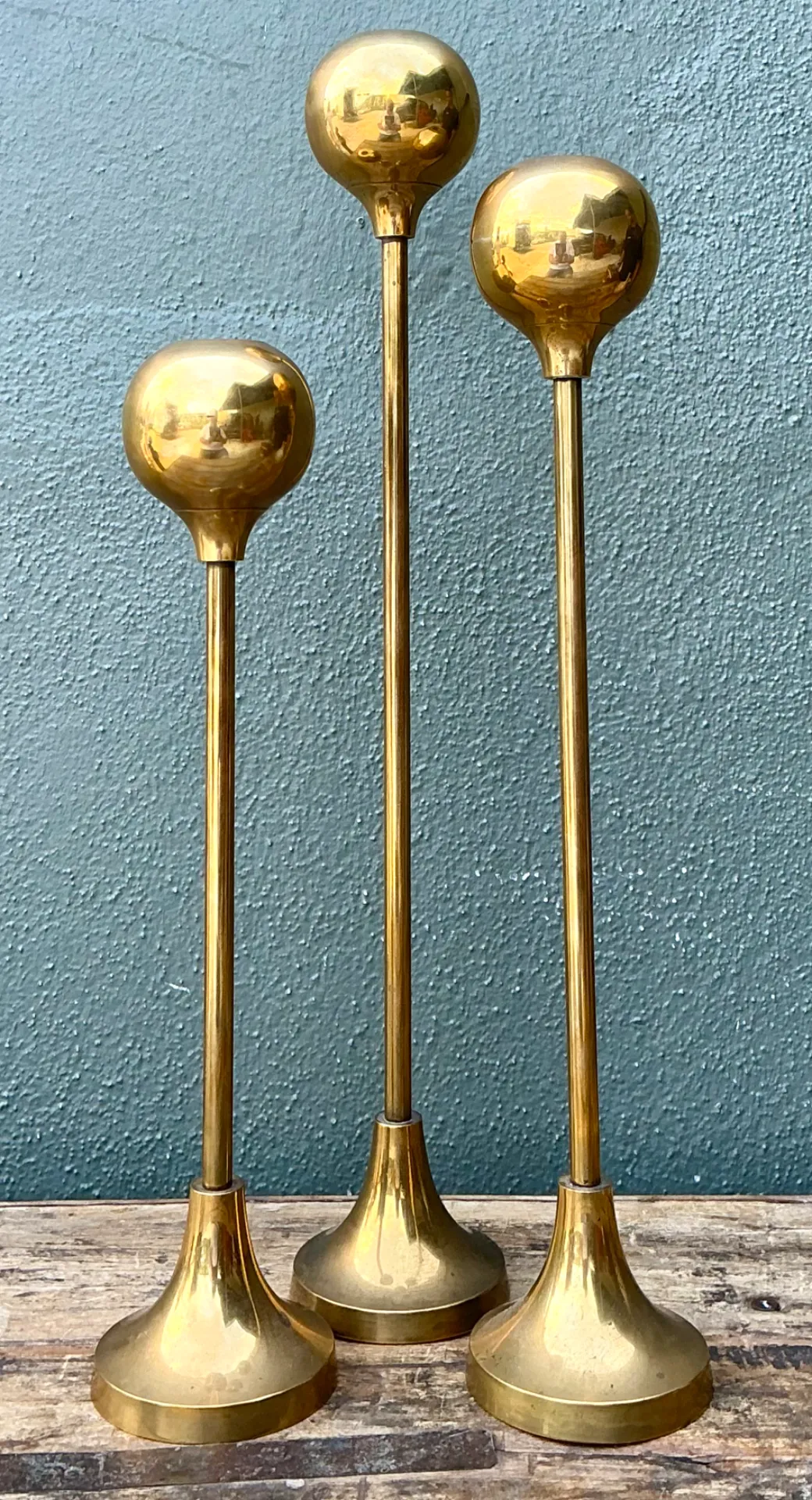 Vintage Brass Candle Holders - Set of Three — additional photo 6