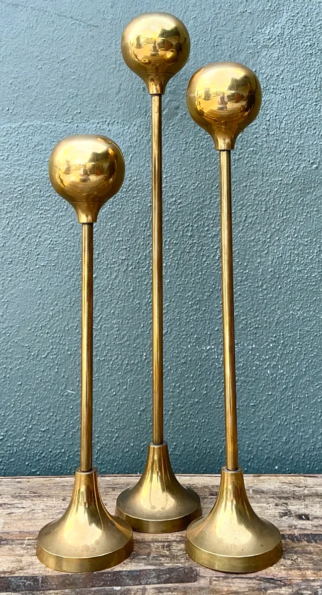 Vintage Brass Candle Holders - Set of Three — additional photo 6